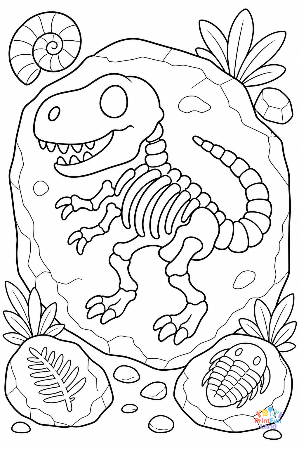 Dinosaur Fossils Coloring Pages for Preschoolers printable page 1