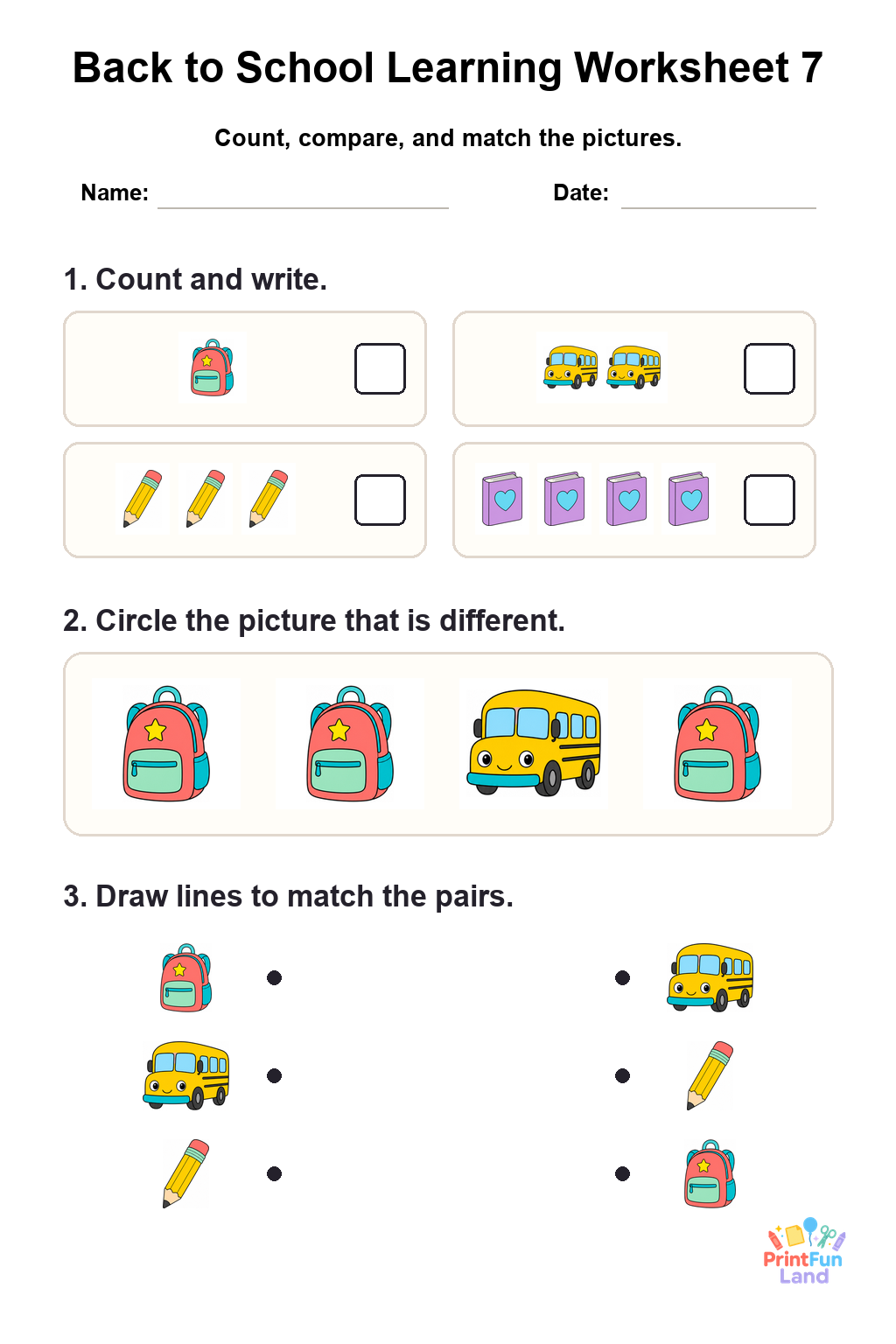 Back to School Worksheets for Preschoolers printable page 7