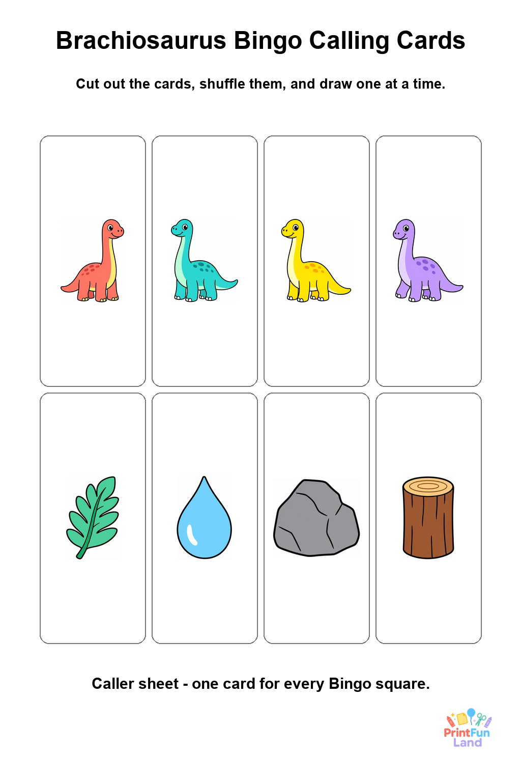 Brachiosaurus Bingo for Preschoolers printable page 9