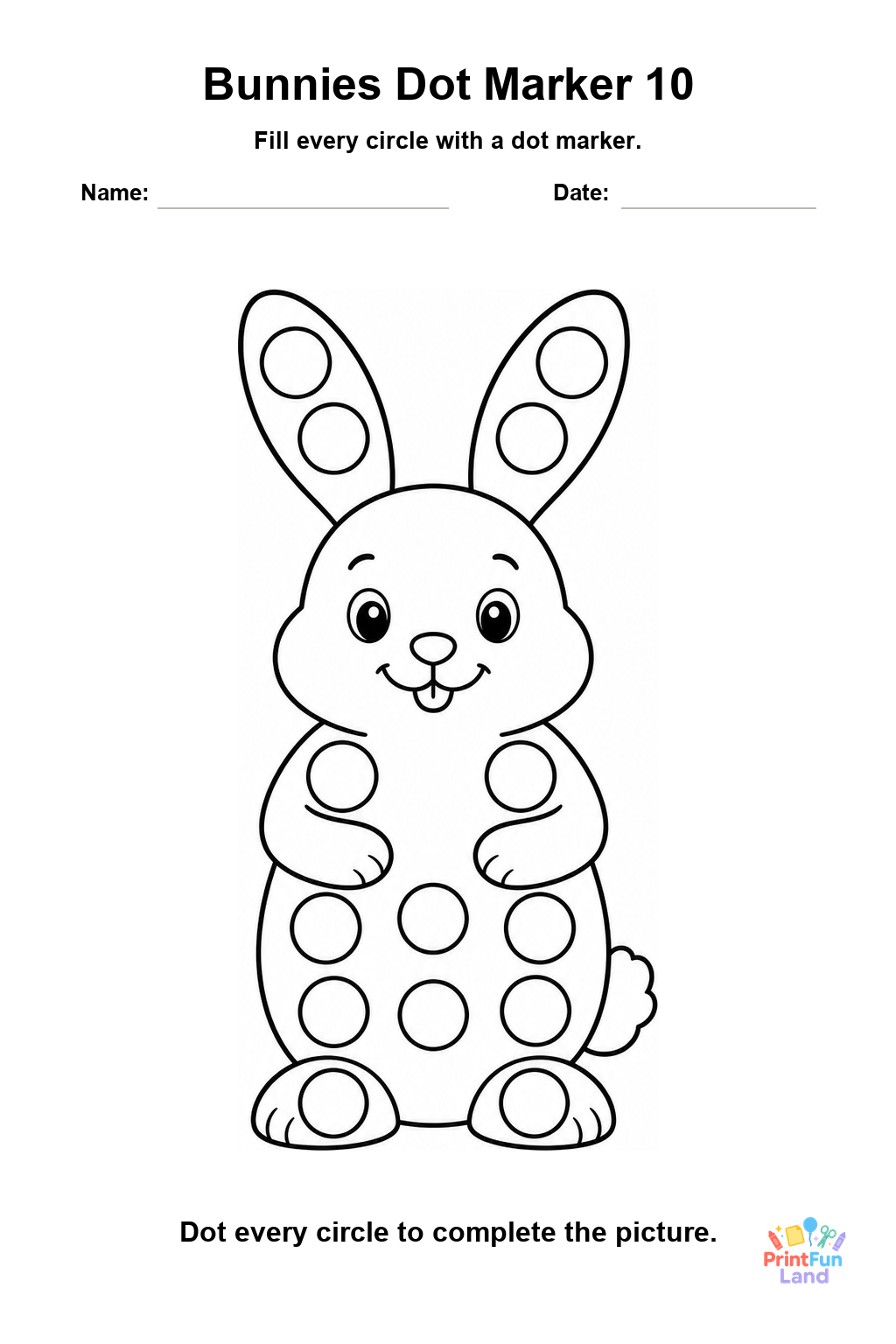 Bunnies Dot Marker Pages for Preschoolers printable page 10