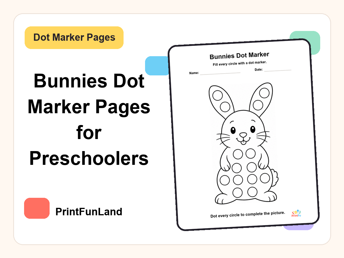 Bunnies Dot Marker Pages for Preschoolers printable preview