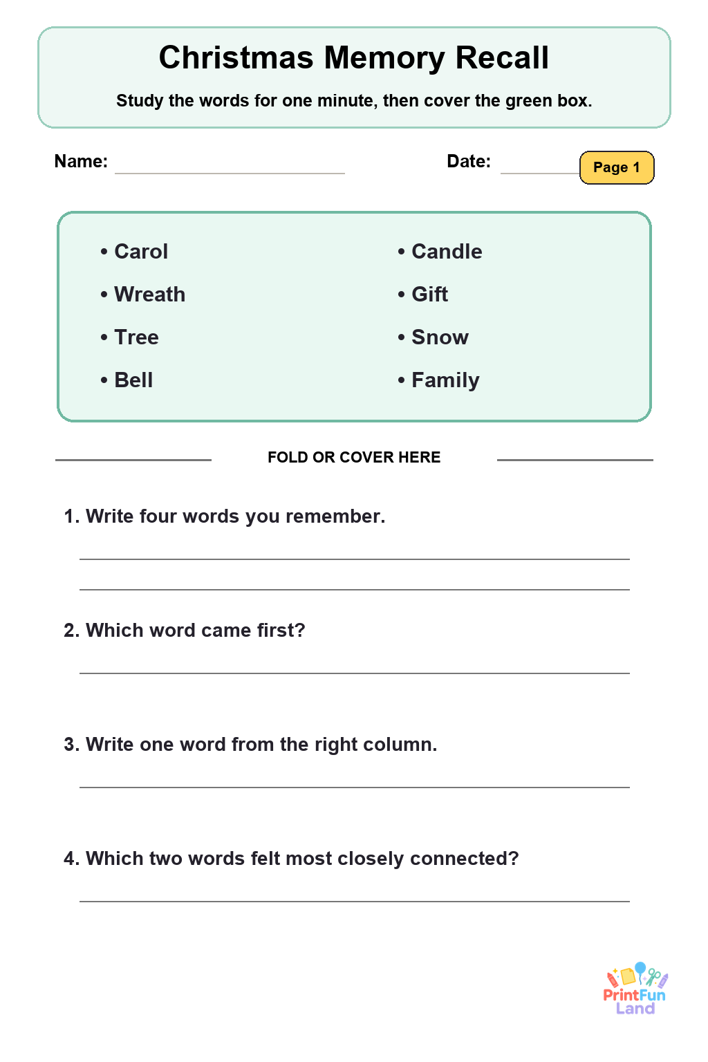 Christmas Senior Activity for Active Seniors printable page 1