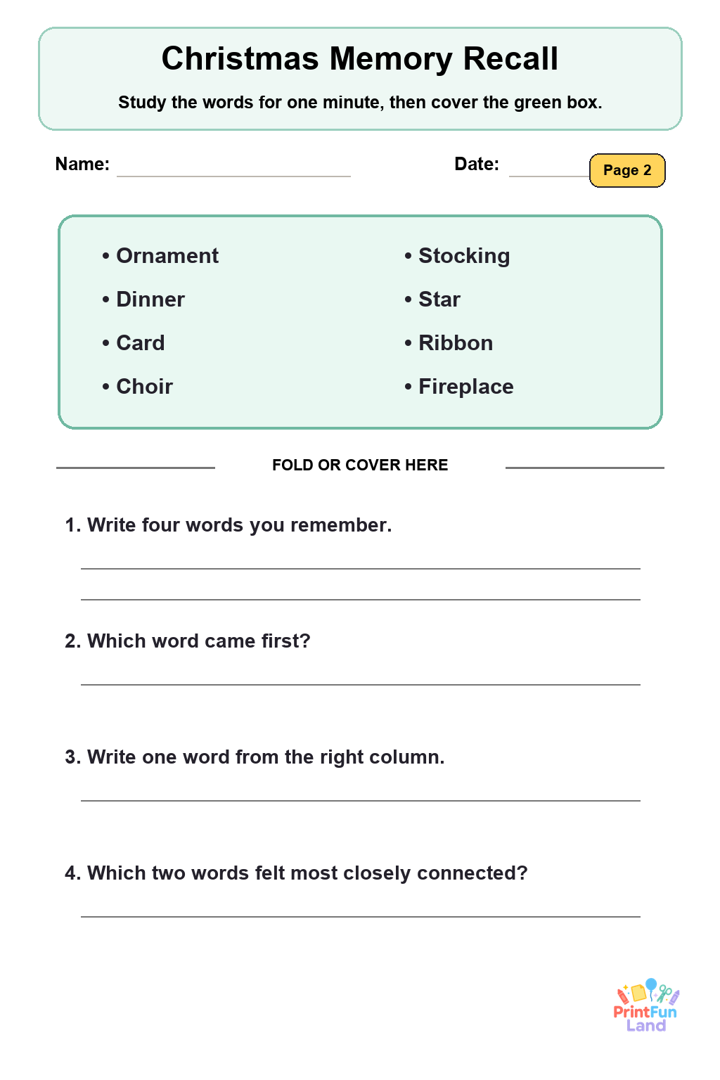 Christmas Senior Activity for Active Seniors printable page 2