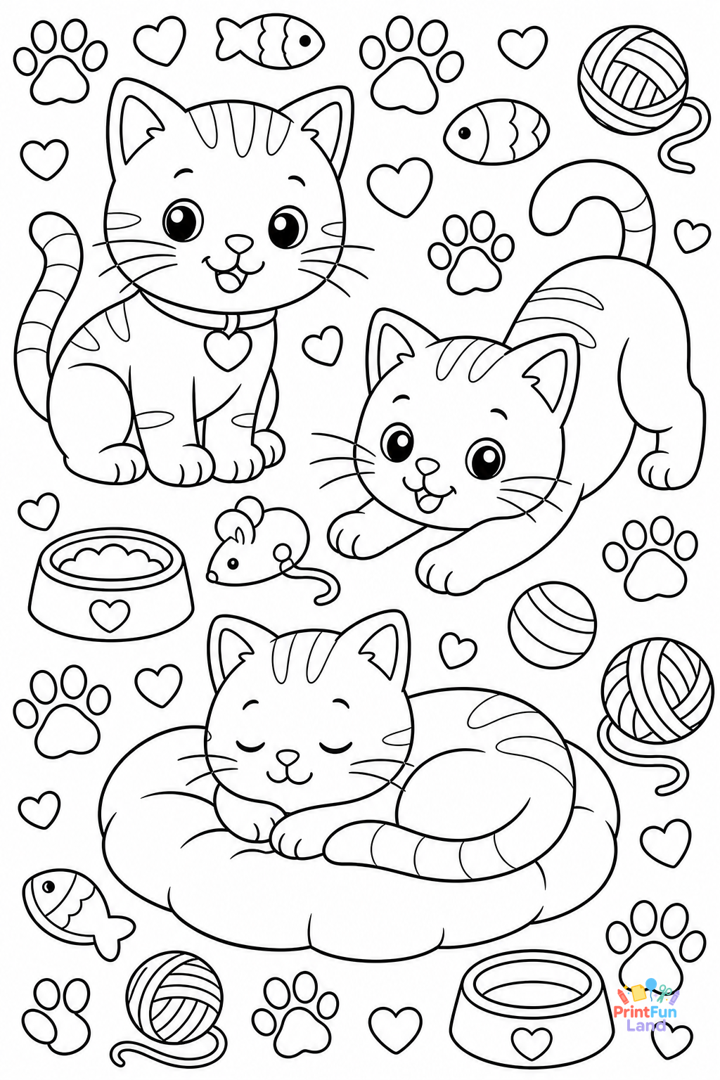 Cats Coloring Pages for Preschoolers printable page 10