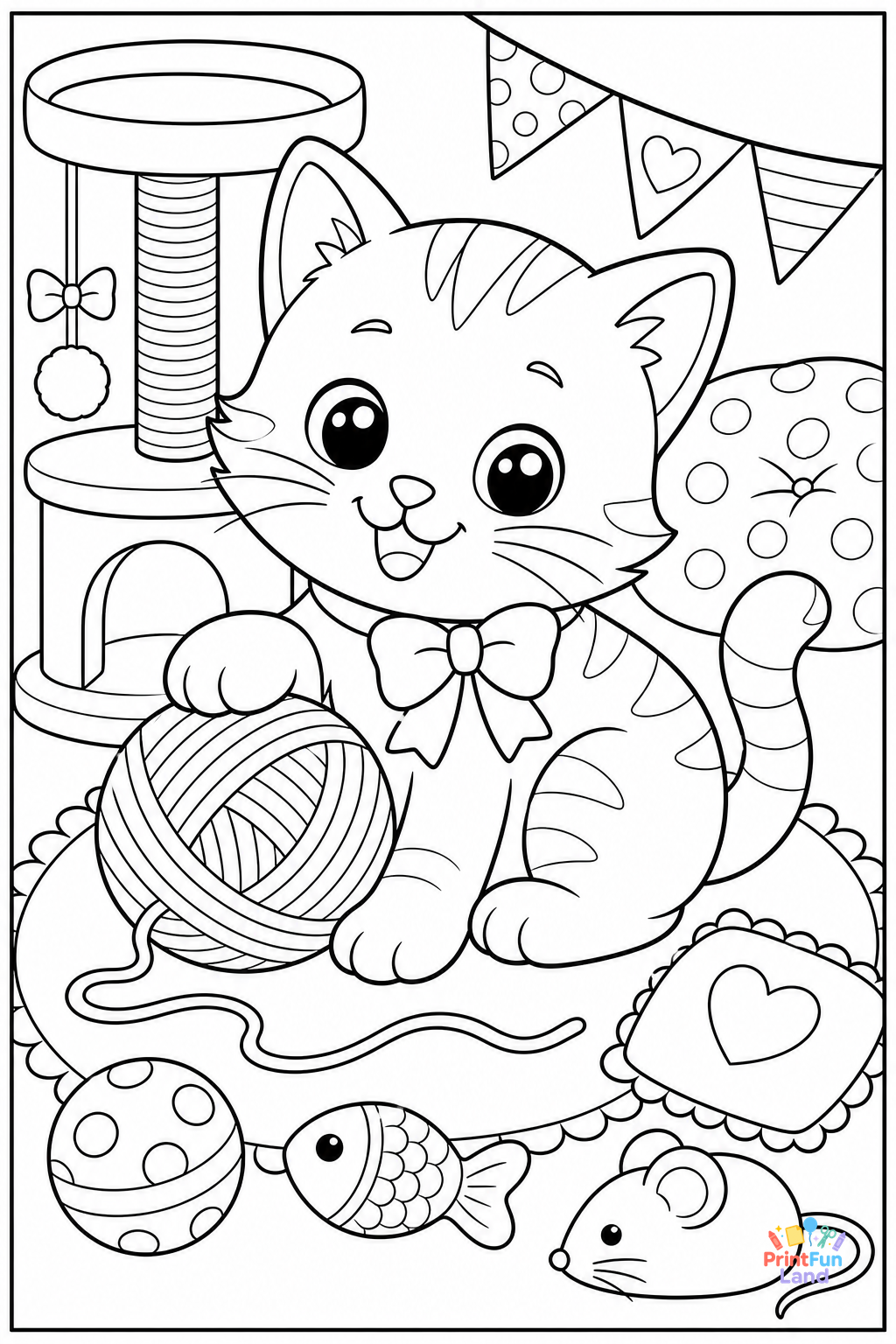 Cats Coloring Pages for Preschoolers printable page 9