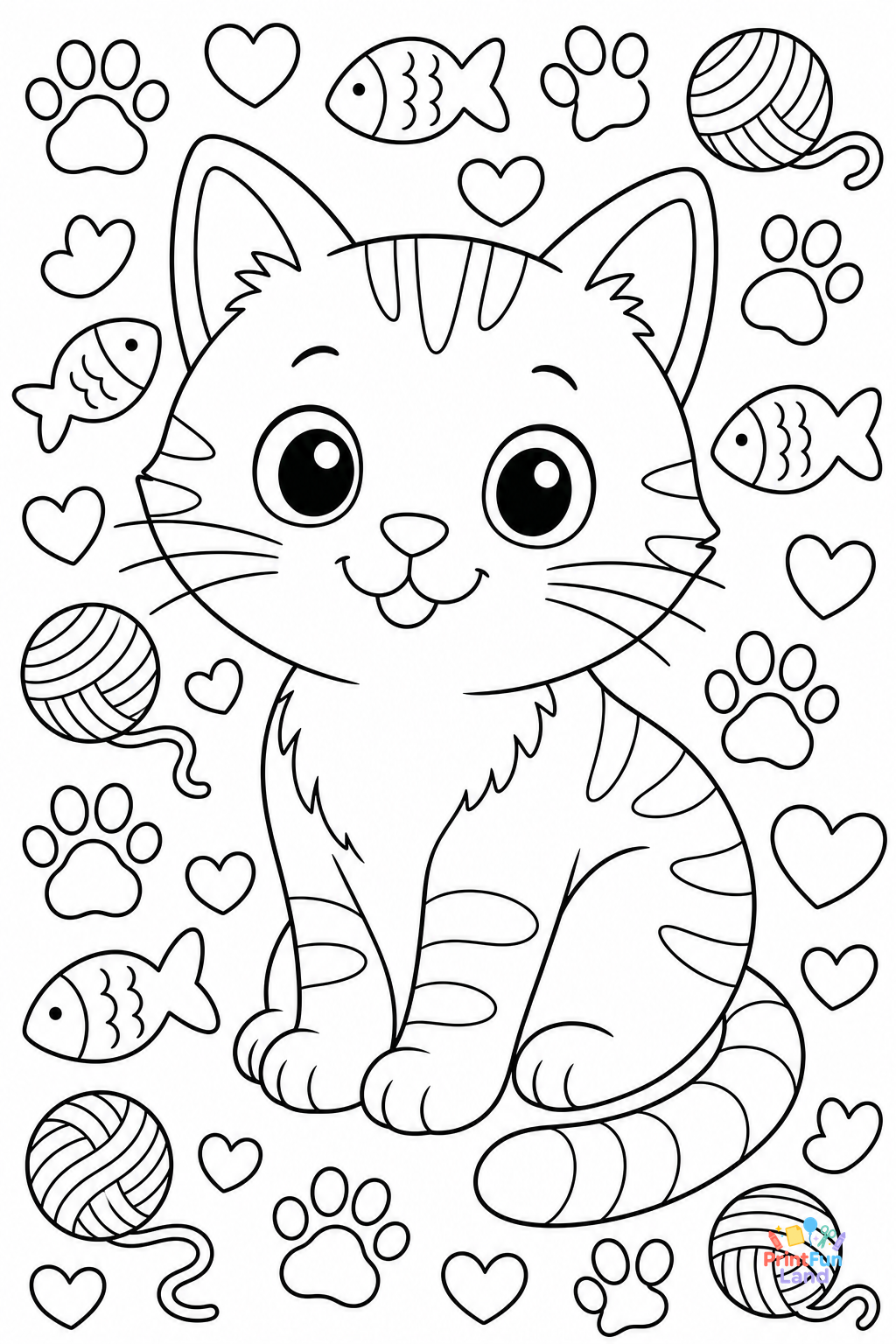 Cats Coloring Pages for Preschoolers printable page 4