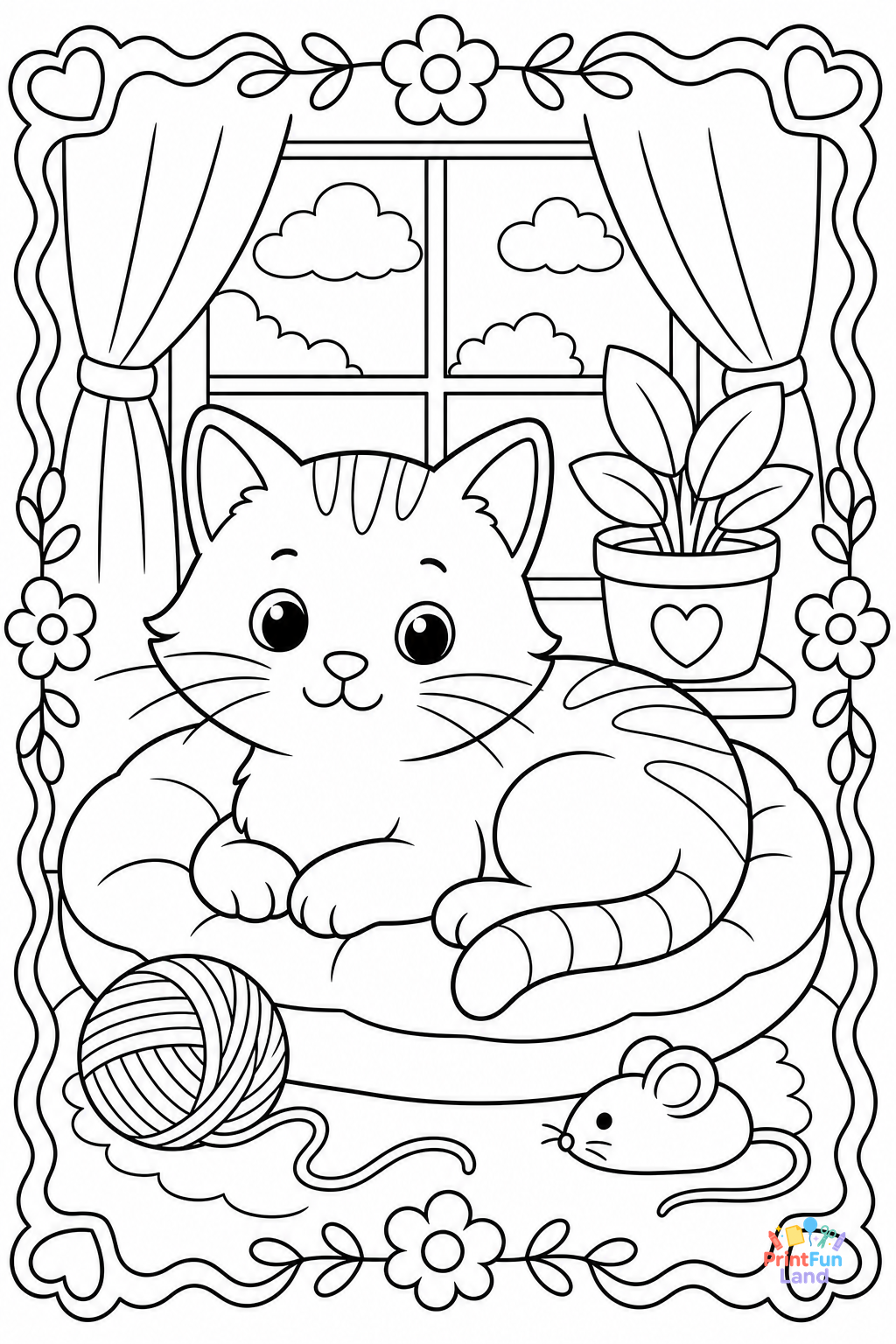 Cats Coloring Pages for Preschoolers printable page 2