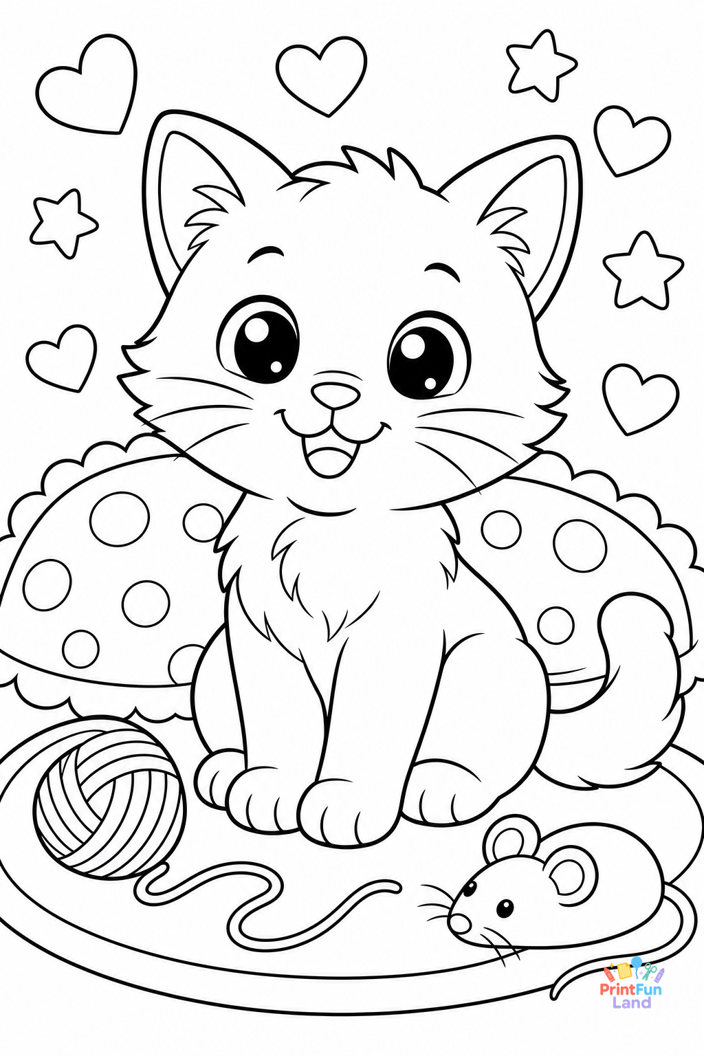 Cats Coloring Pages for Preschoolers printable page 1