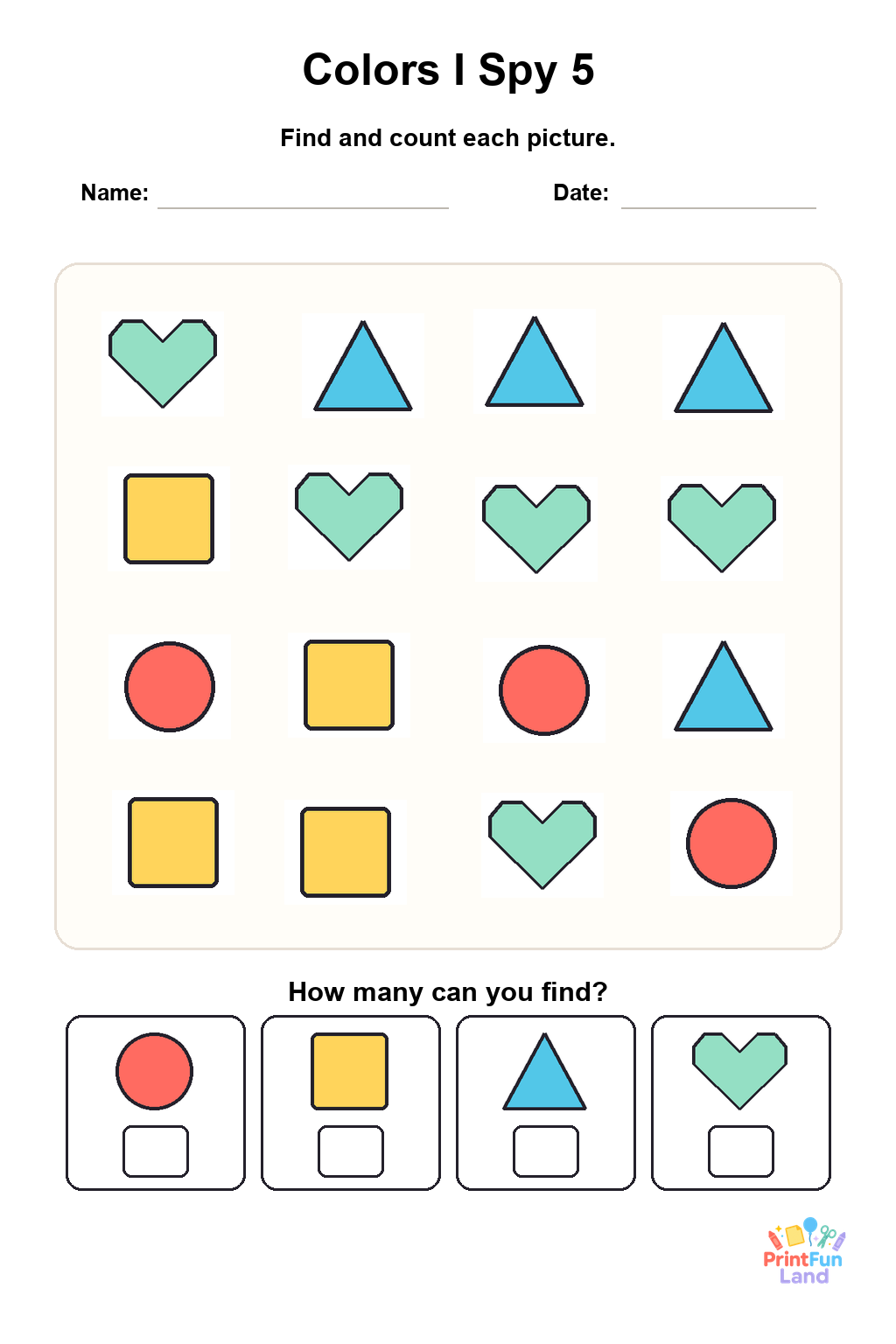 Colors I Spy for Preschoolers printable page 5