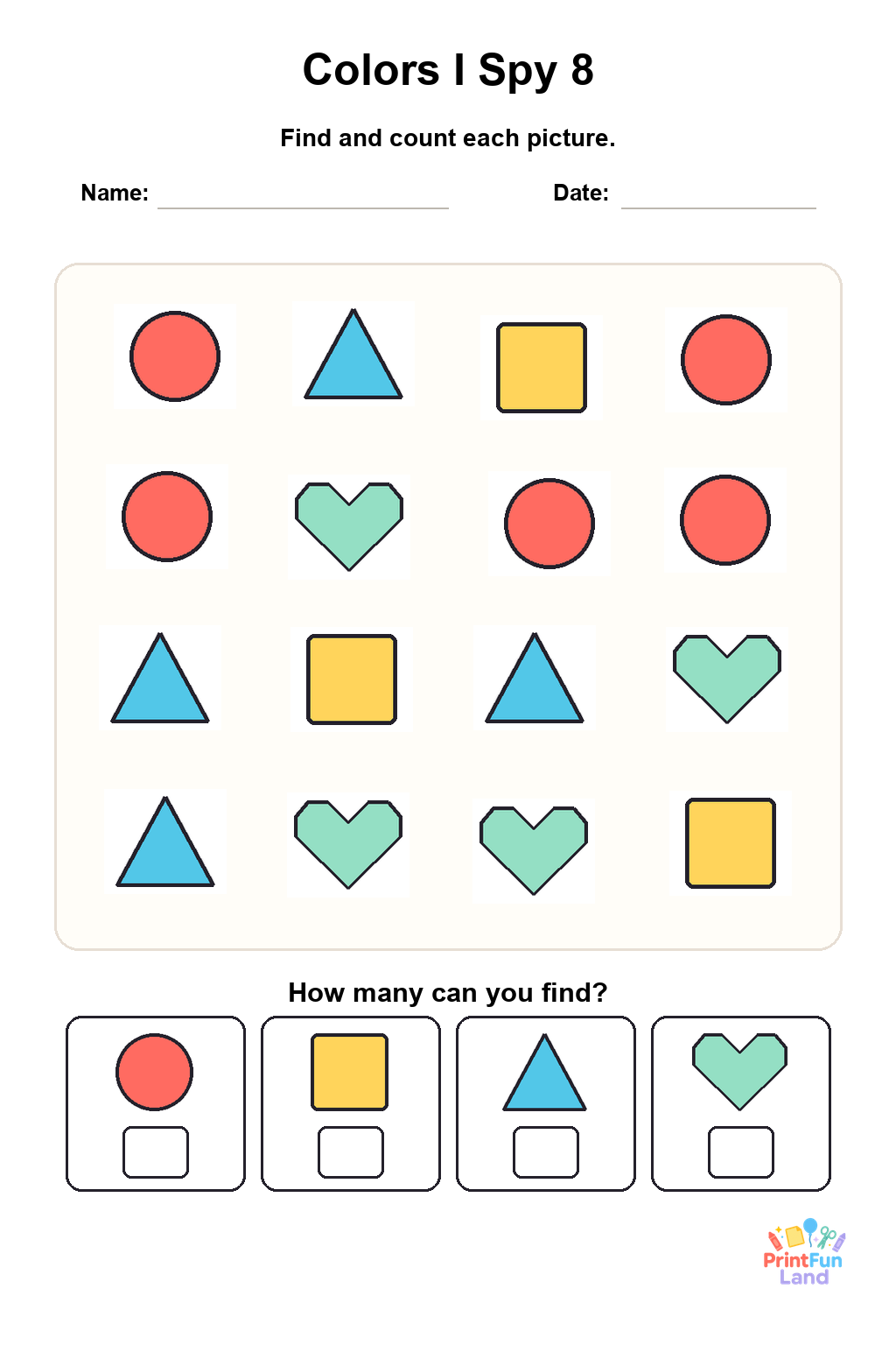 Colors I Spy for Preschoolers printable page 8