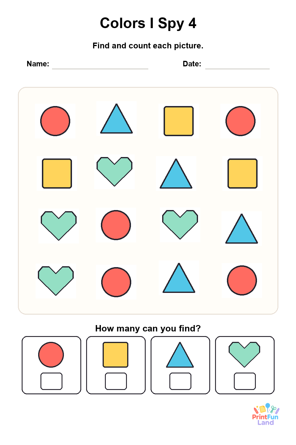 Colors I Spy for Preschoolers printable page 4