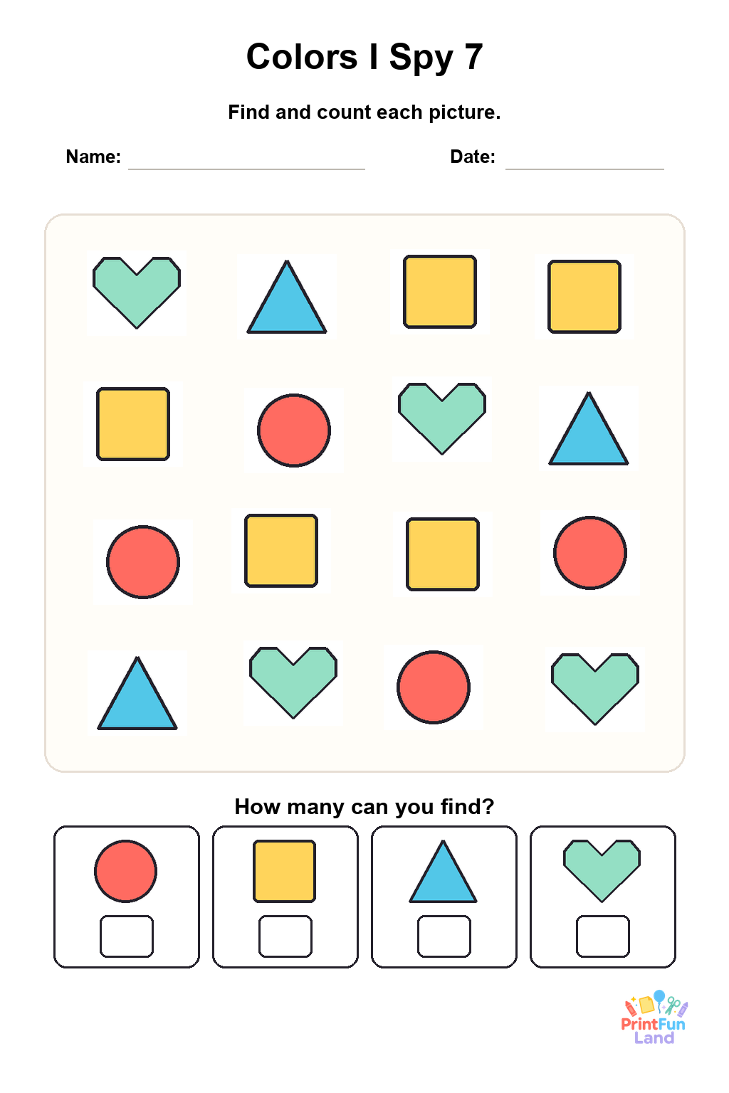 Colors I Spy for Preschoolers printable page 7