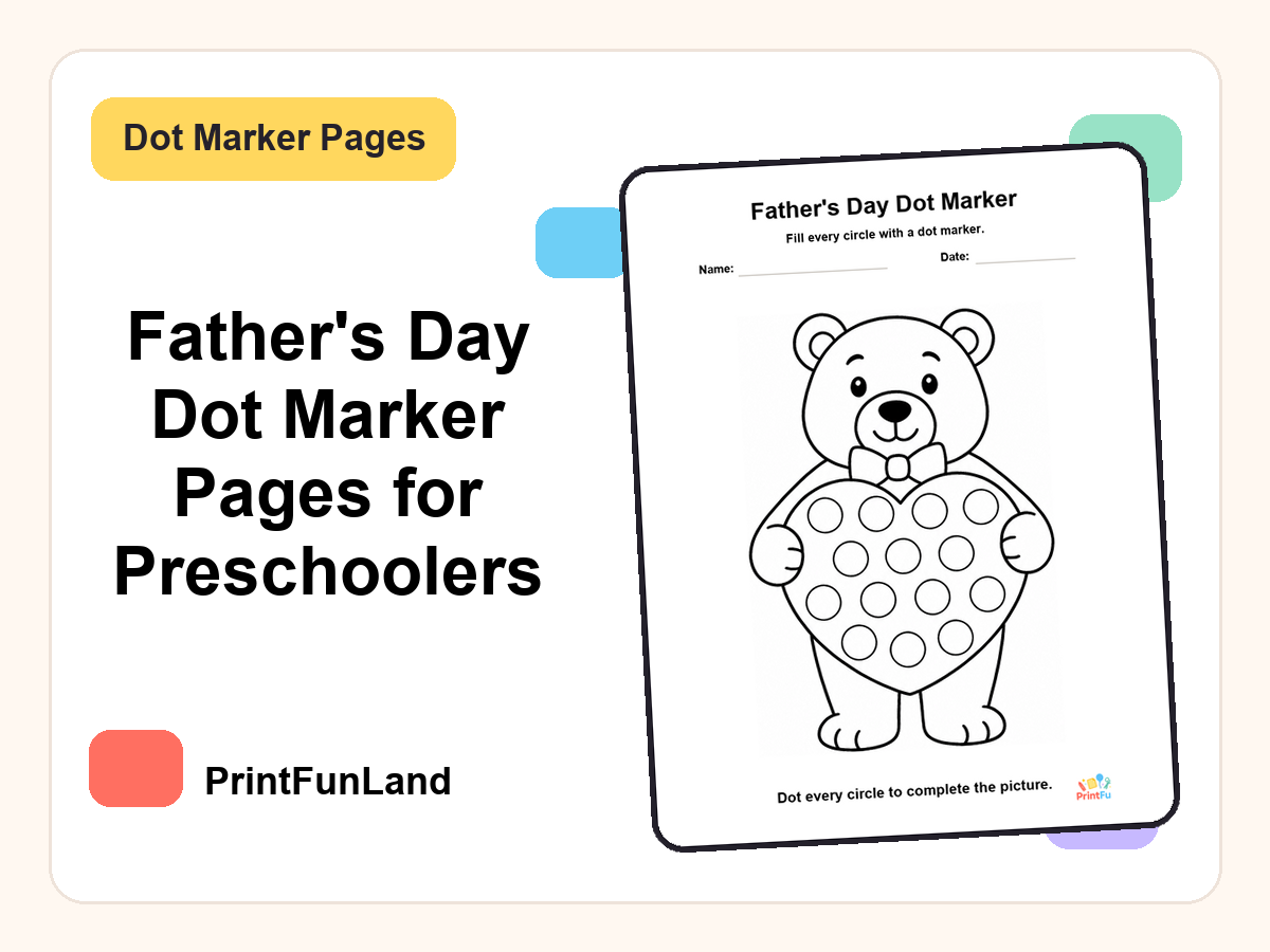Father's Day Dot Marker Pages for Preschoolers printable preview