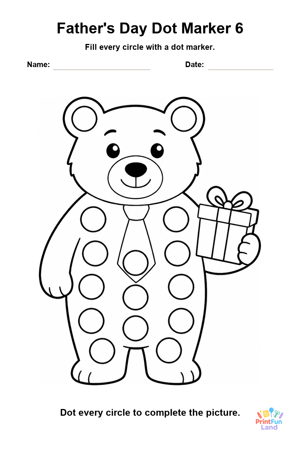 Father's Day Dot Marker Pages for Preschoolers printable page 6