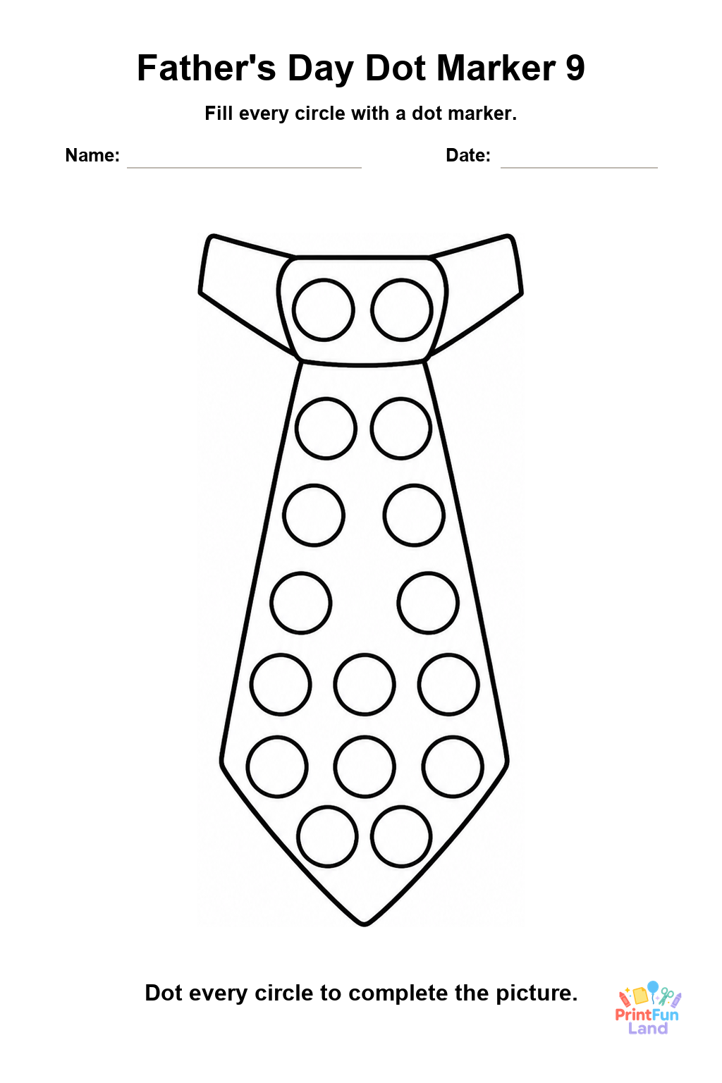 Father's Day Dot Marker Pages for Preschoolers printable page 9