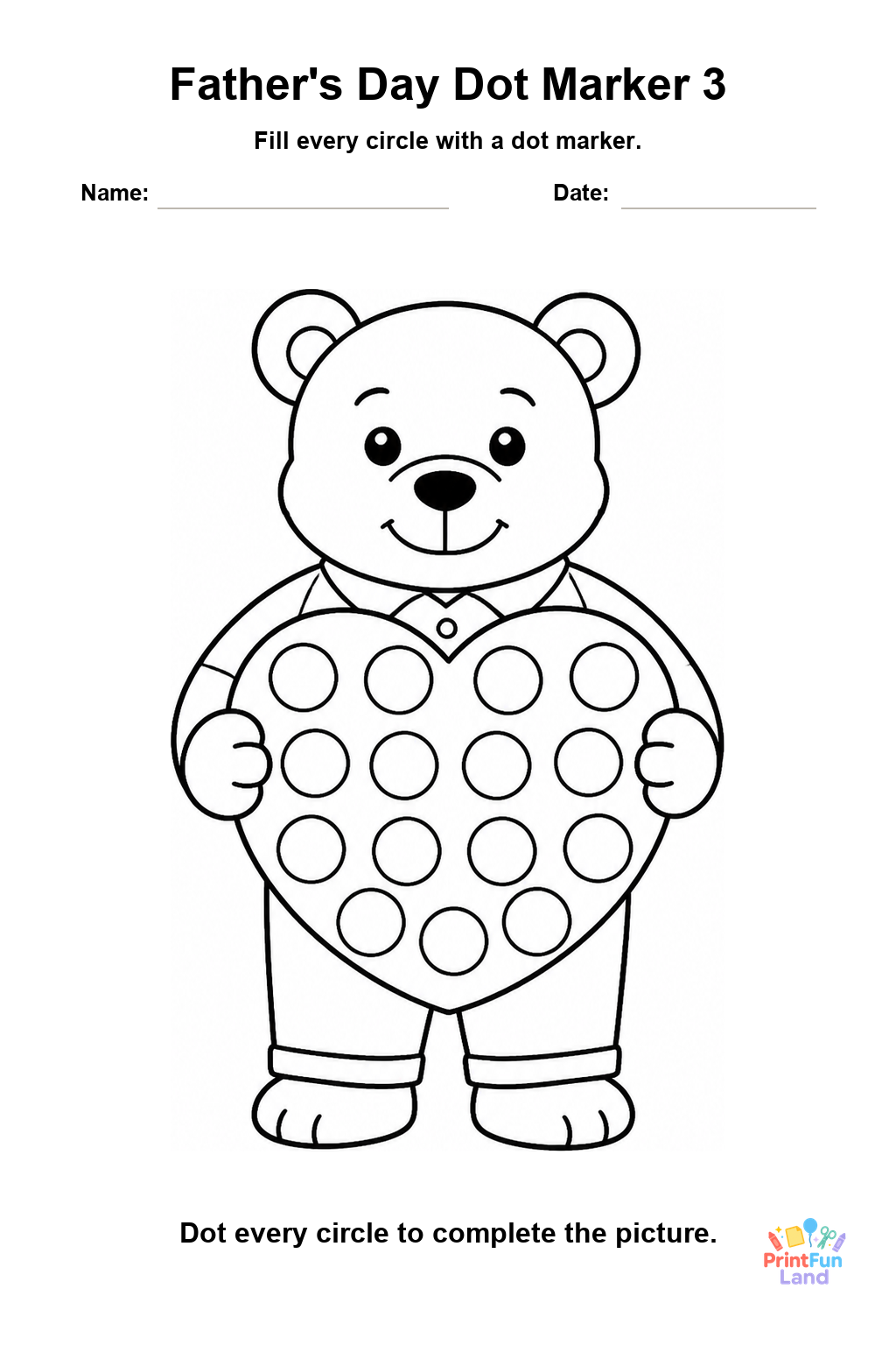 Father's Day Dot Marker Pages for Preschoolers printable page 3