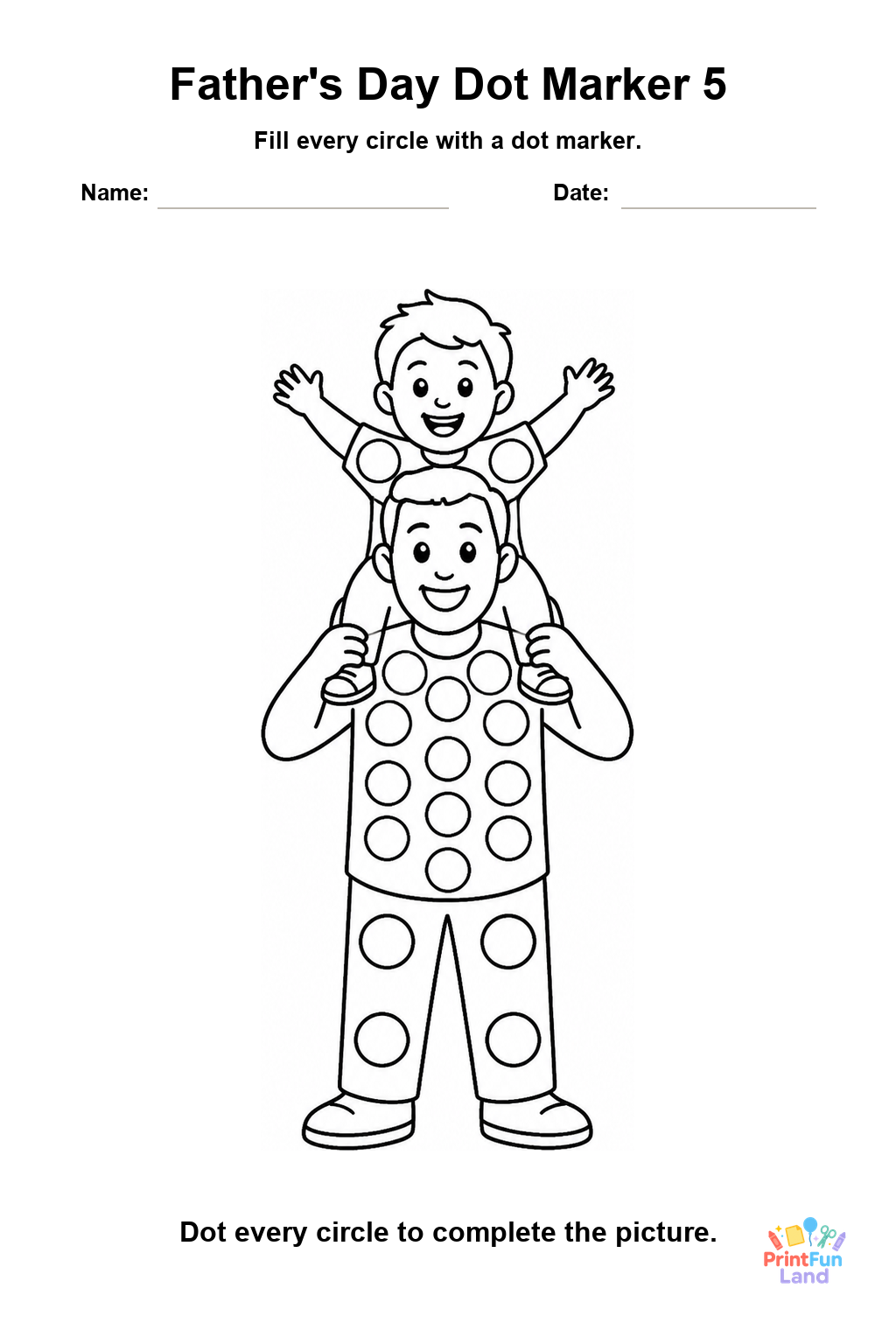 Father's Day Dot Marker Pages for Preschoolers printable page 5