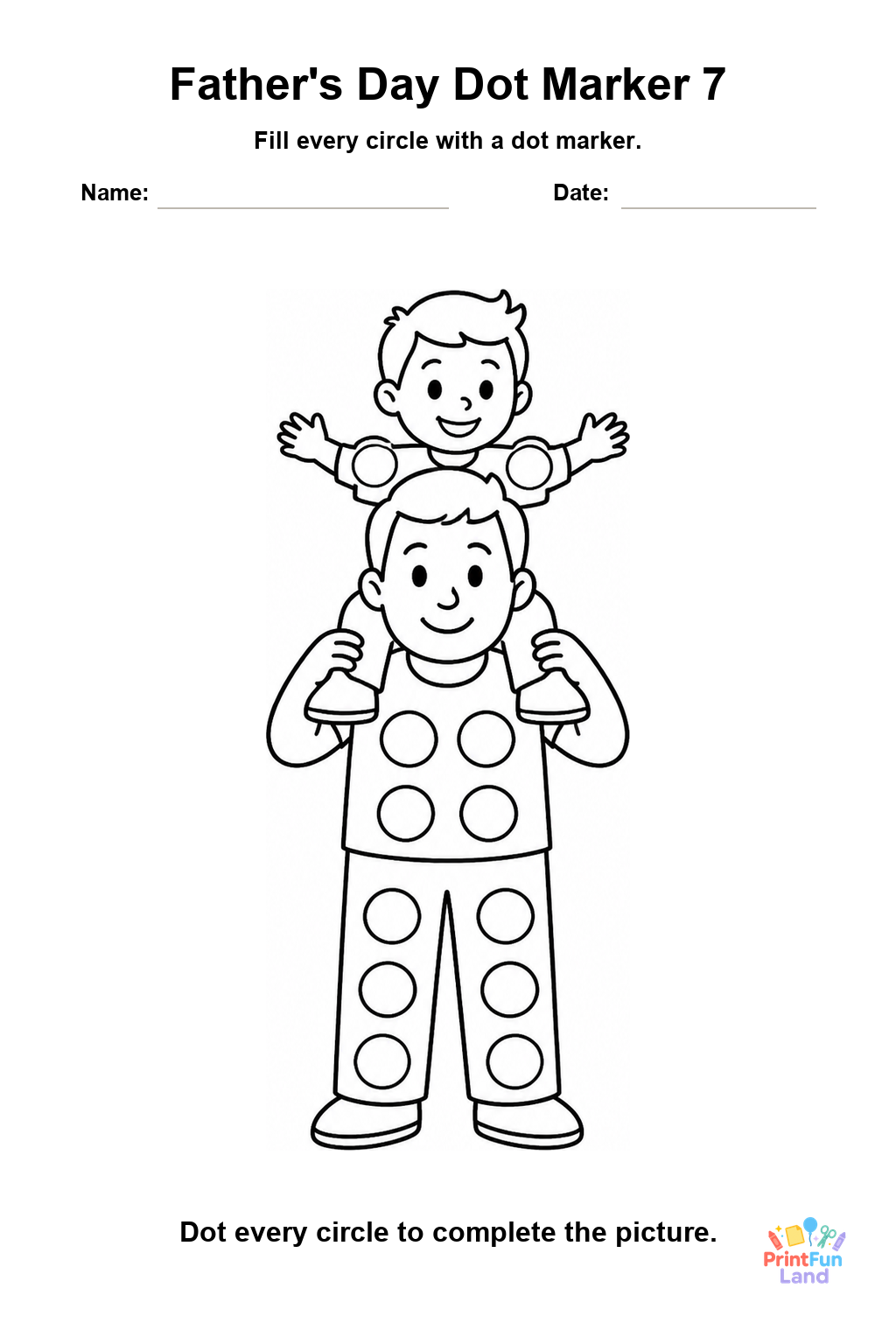 Father's Day Dot Marker Pages for Preschoolers printable page 7