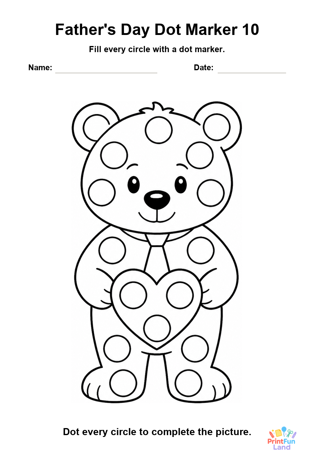 Father's Day Dot Marker Pages for Preschoolers printable page 10