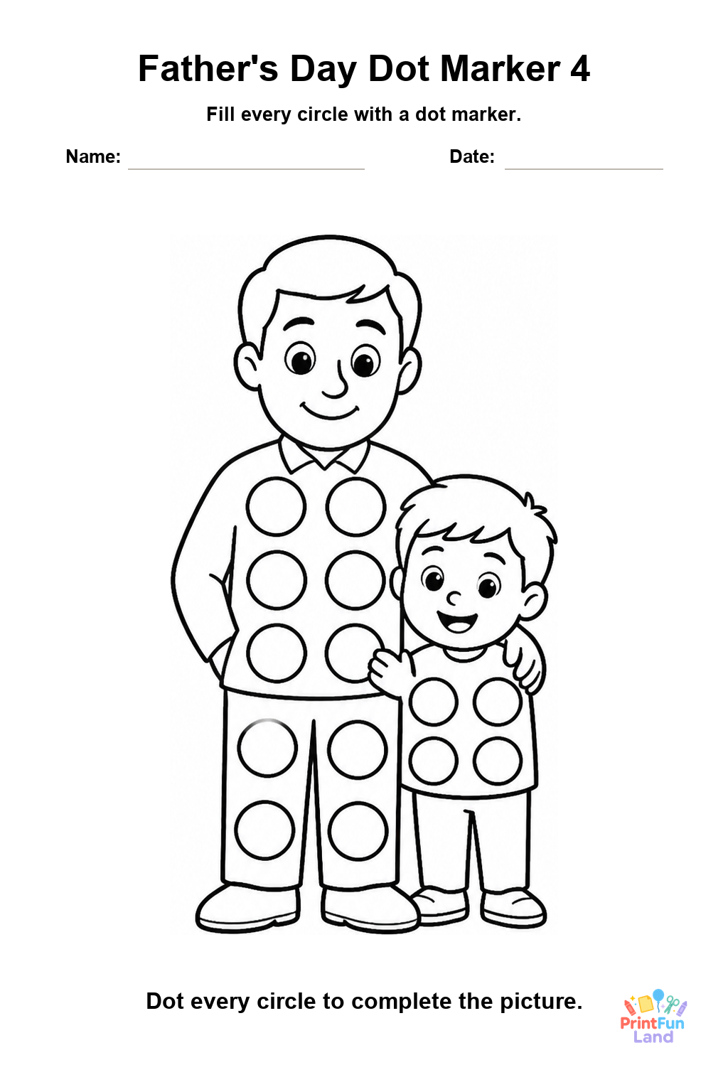 Father's Day Dot Marker Pages for Preschoolers printable page 4