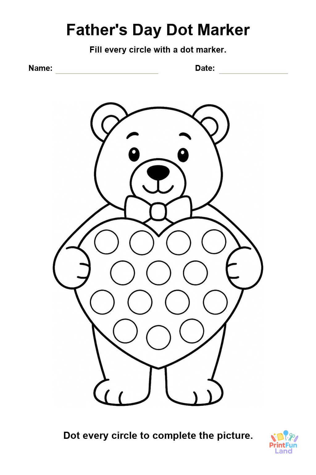 Father's Day Dot Marker Pages for Preschoolers printable page 1