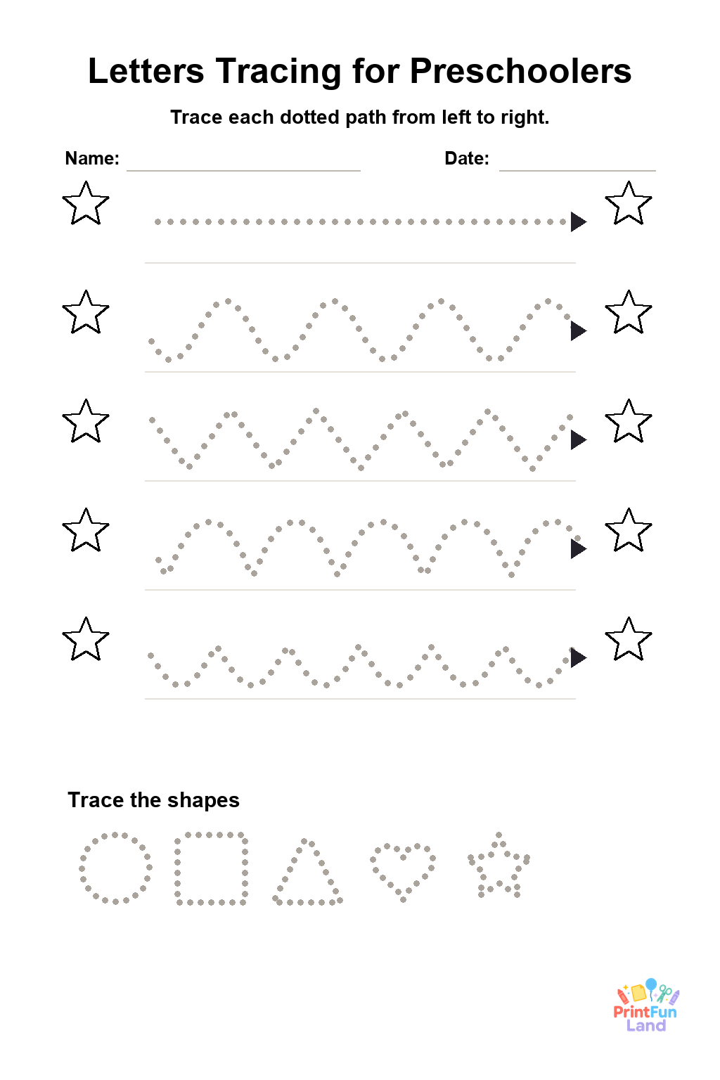 Letters Tracing for Preschoolers printable page 3