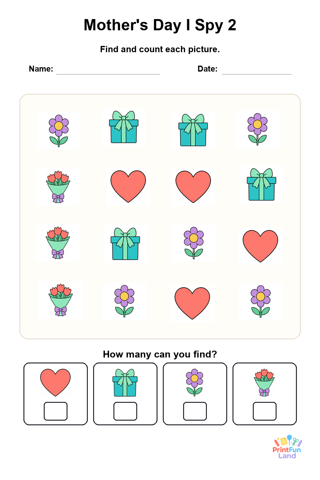 Mother's Day I Spy for Preschoolers printable page 2
