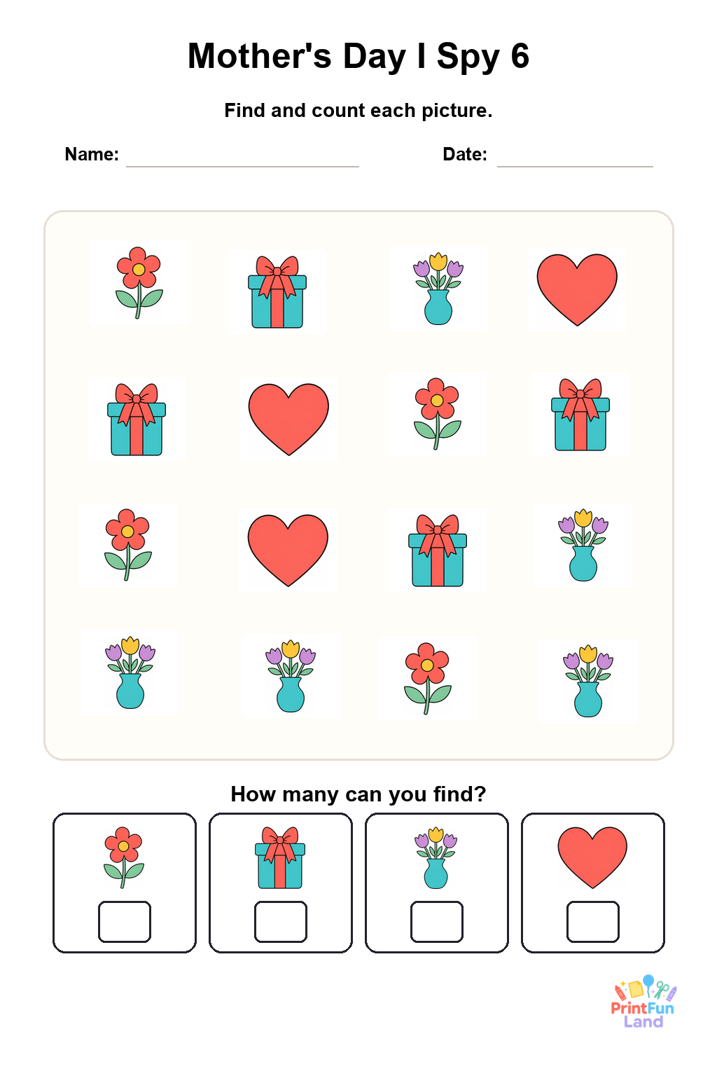 Mother's Day I Spy for Preschoolers printable page 6