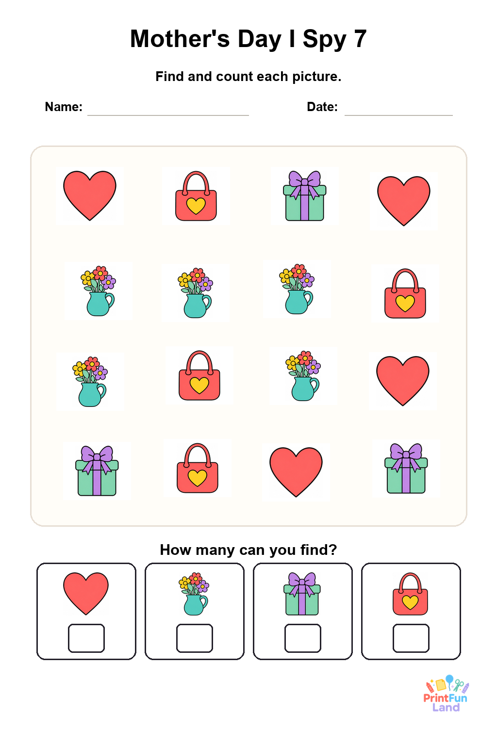 Mother's Day I Spy for Preschoolers printable page 7
