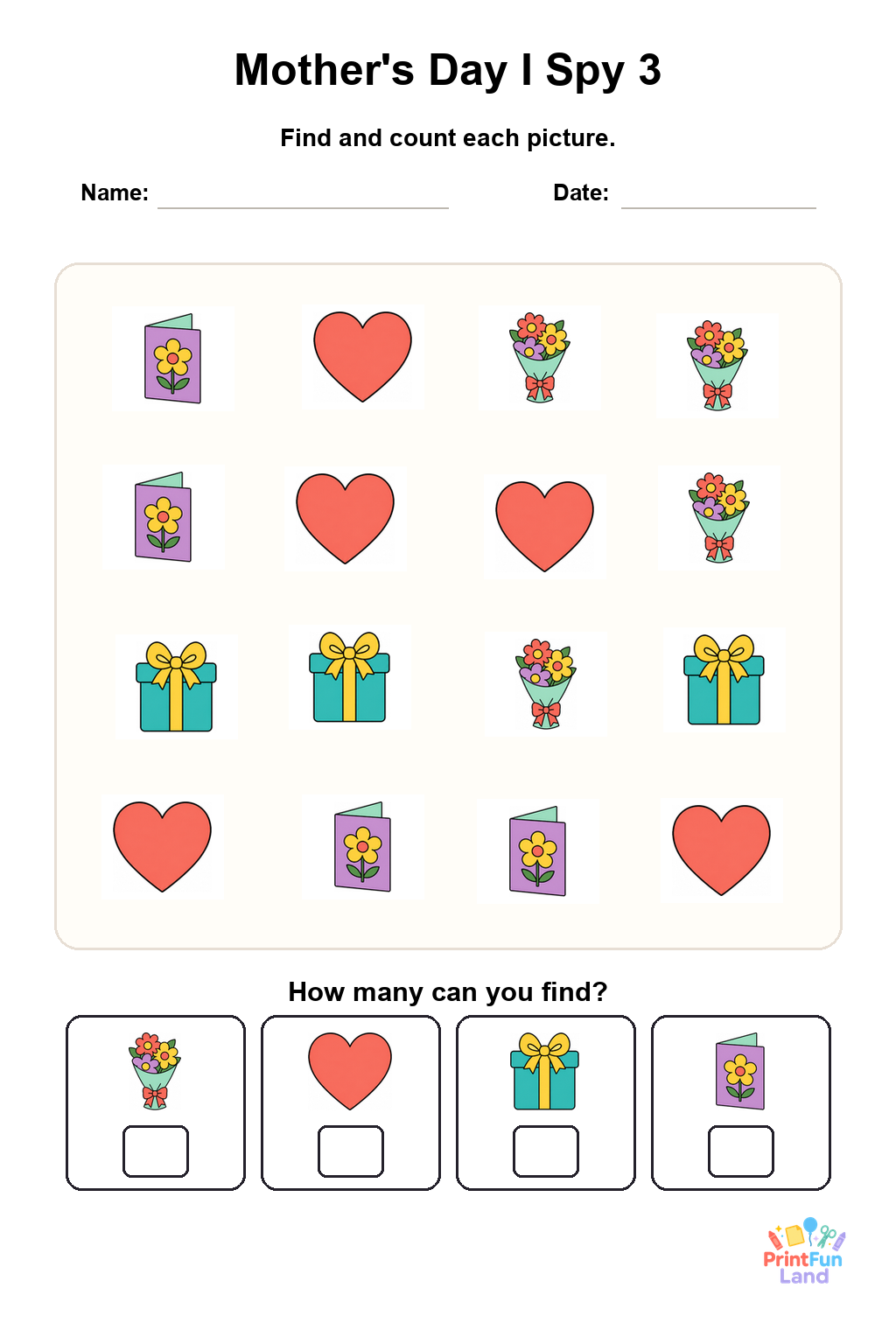 Mother's Day I Spy for Preschoolers printable page 3