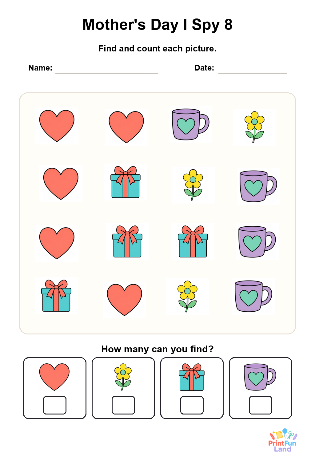Mother's Day I Spy for Preschoolers printable page 8