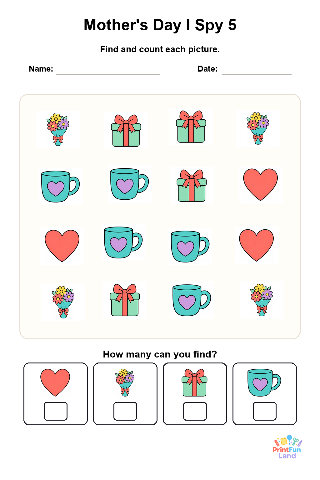 Mother's Day I Spy for Preschoolers printable page 5