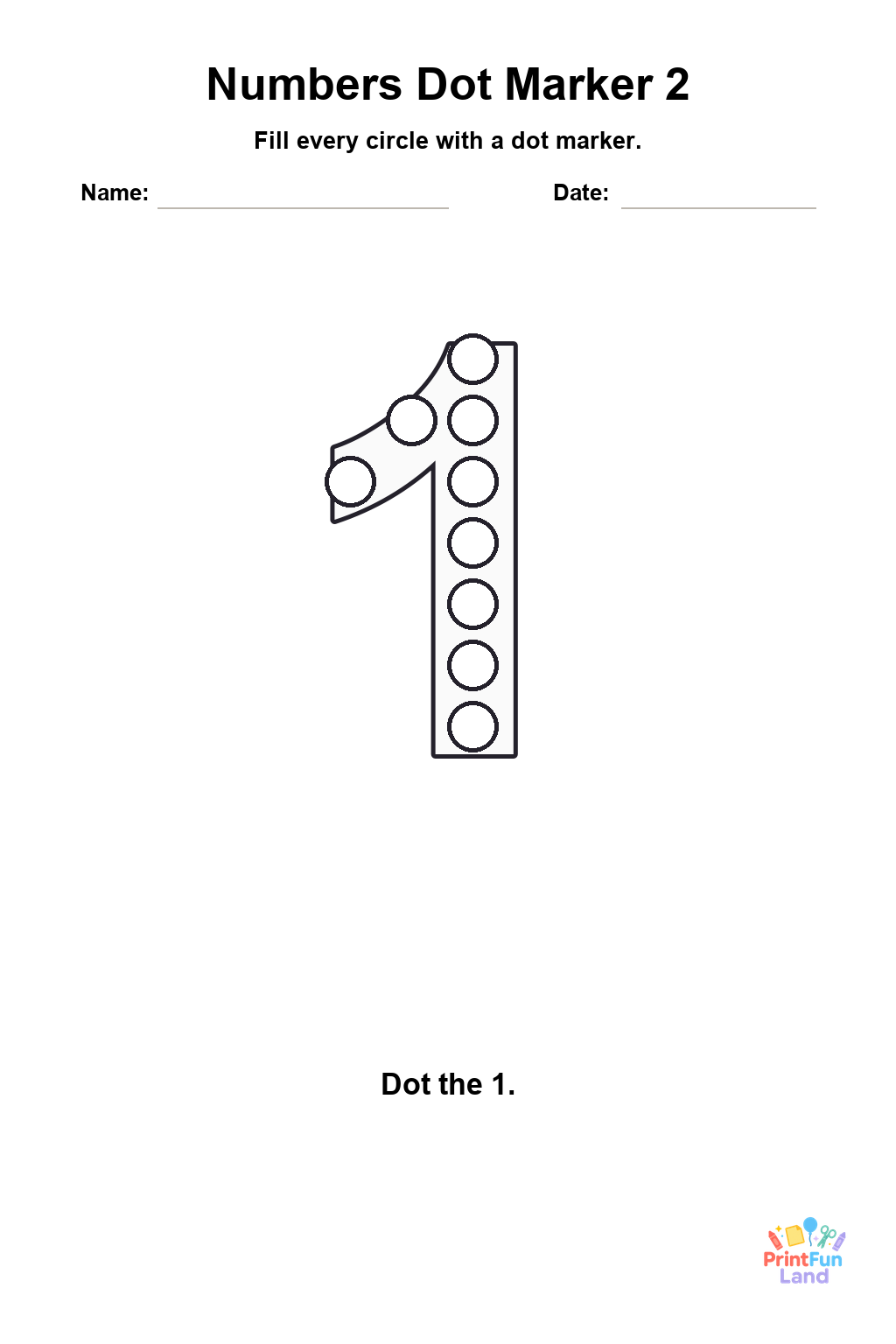 Numbers Dot Marker Pages for Preschoolers printable page 2