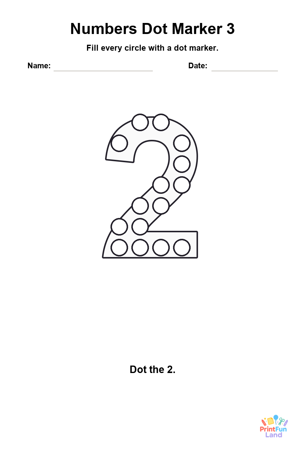 Numbers Dot Marker Pages for Preschoolers printable page 3