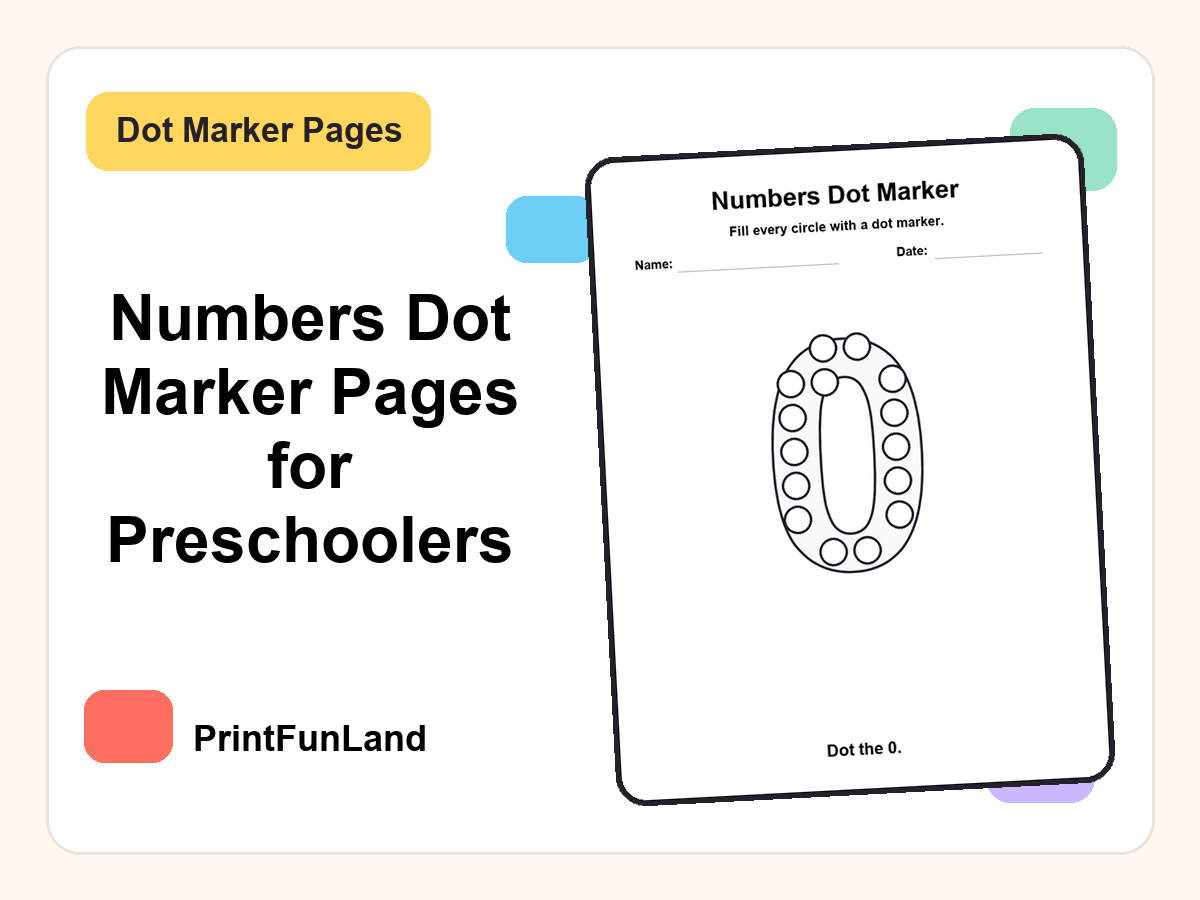 Numbers Dot Marker Pages for Preschoolers printable preview