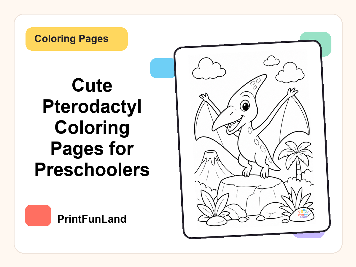 Pterodactyl Coloring Pages for Preschoolers printable preview
