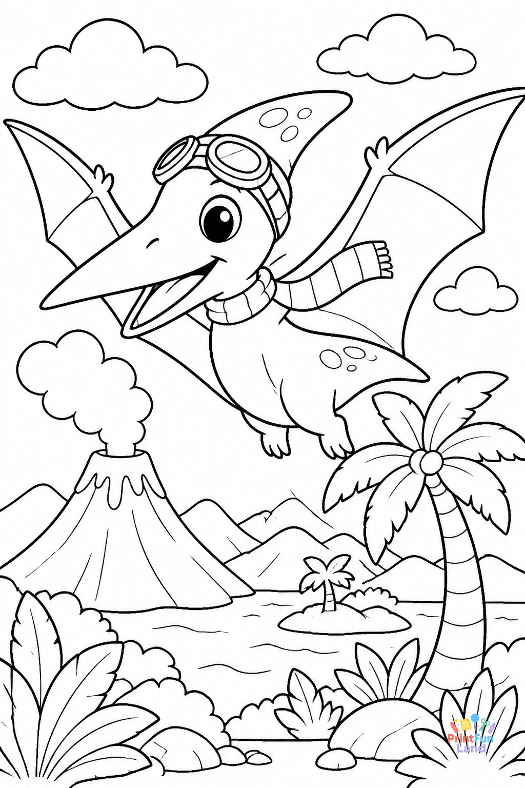 Pterodactyl Coloring Pages for Preschoolers printable page 3