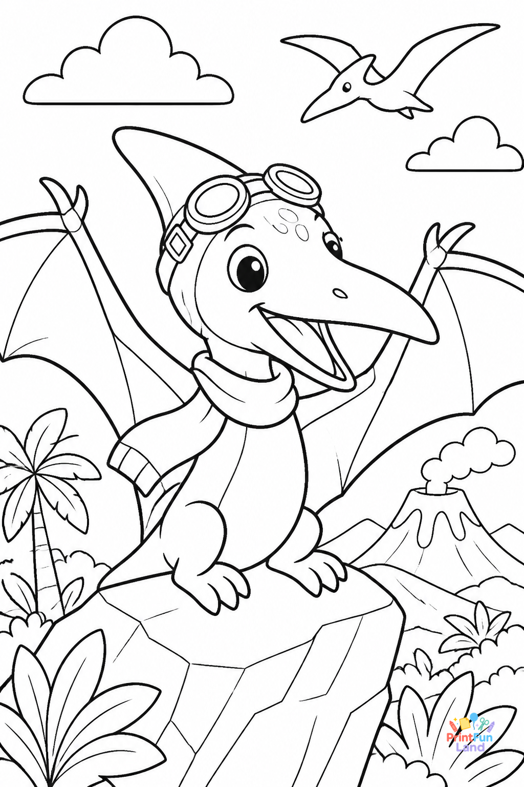 Pterodactyl Coloring Pages for Preschoolers printable page 9