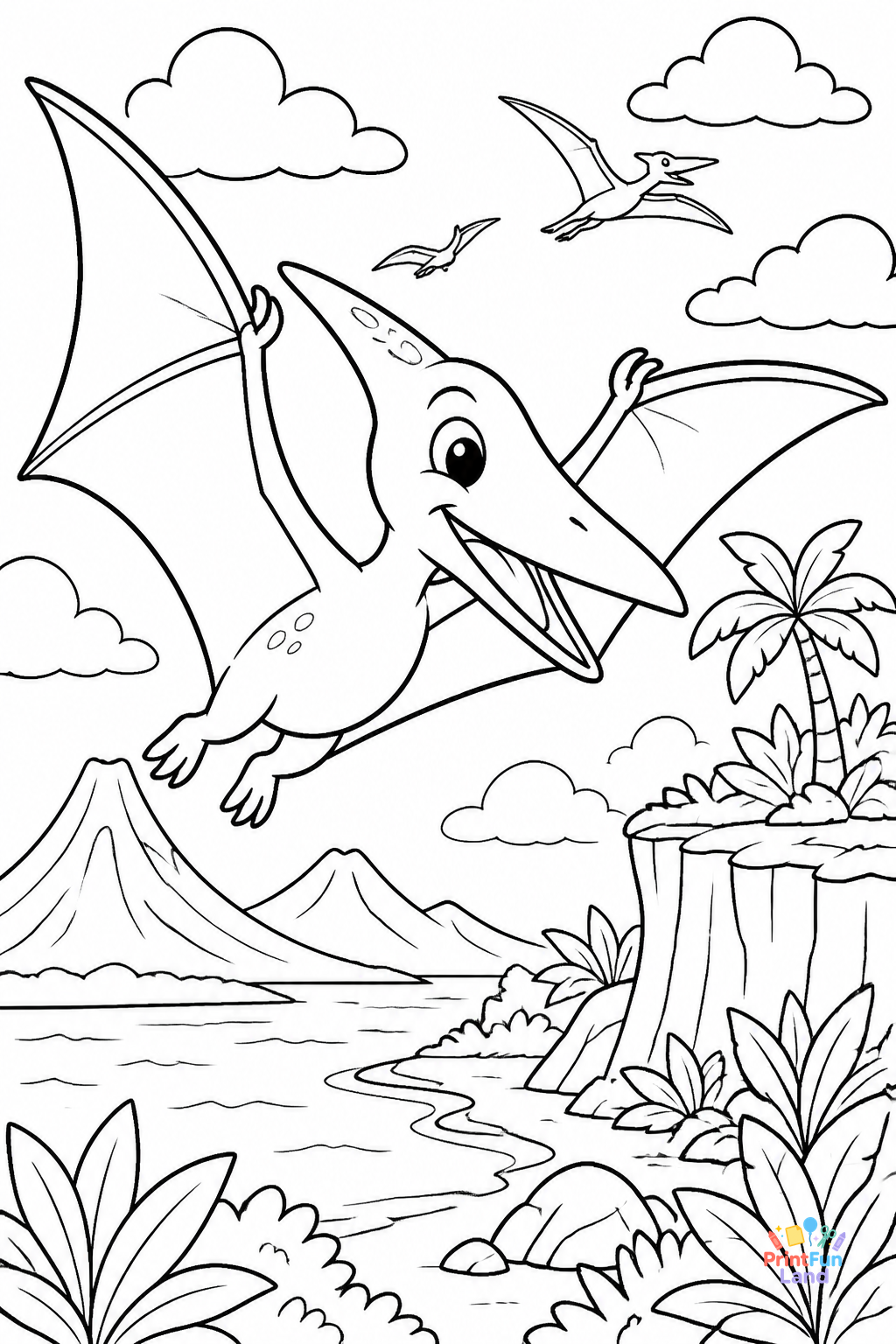 Pterodactyl Coloring Pages for Preschoolers printable page 5