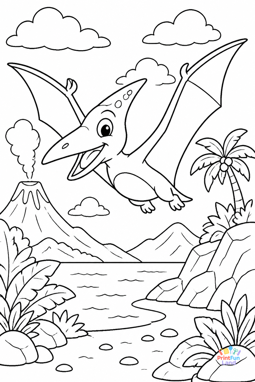 Pterodactyl Coloring Pages for Preschoolers printable page 11