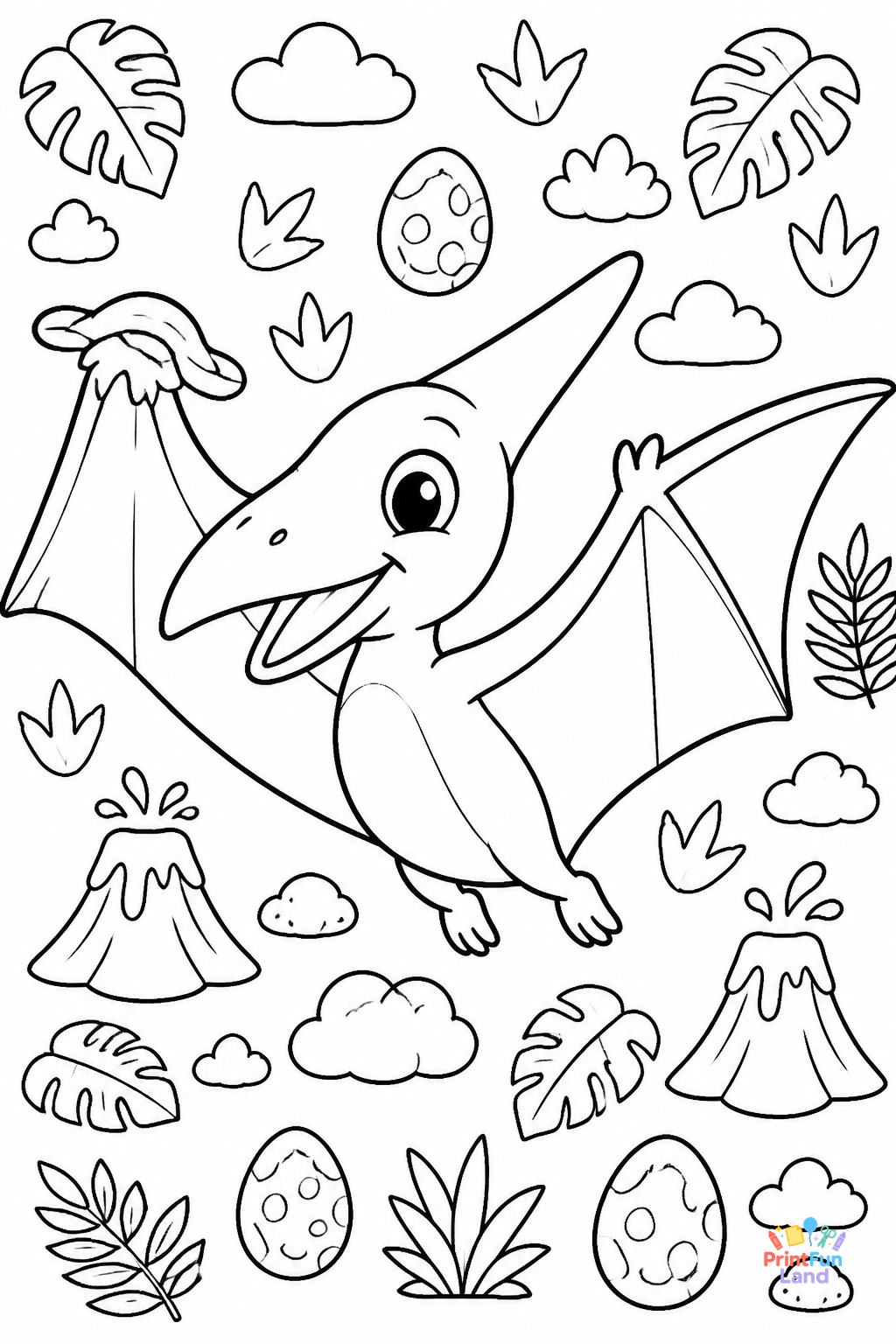 Pterodactyl Coloring Pages for Preschoolers printable page 4