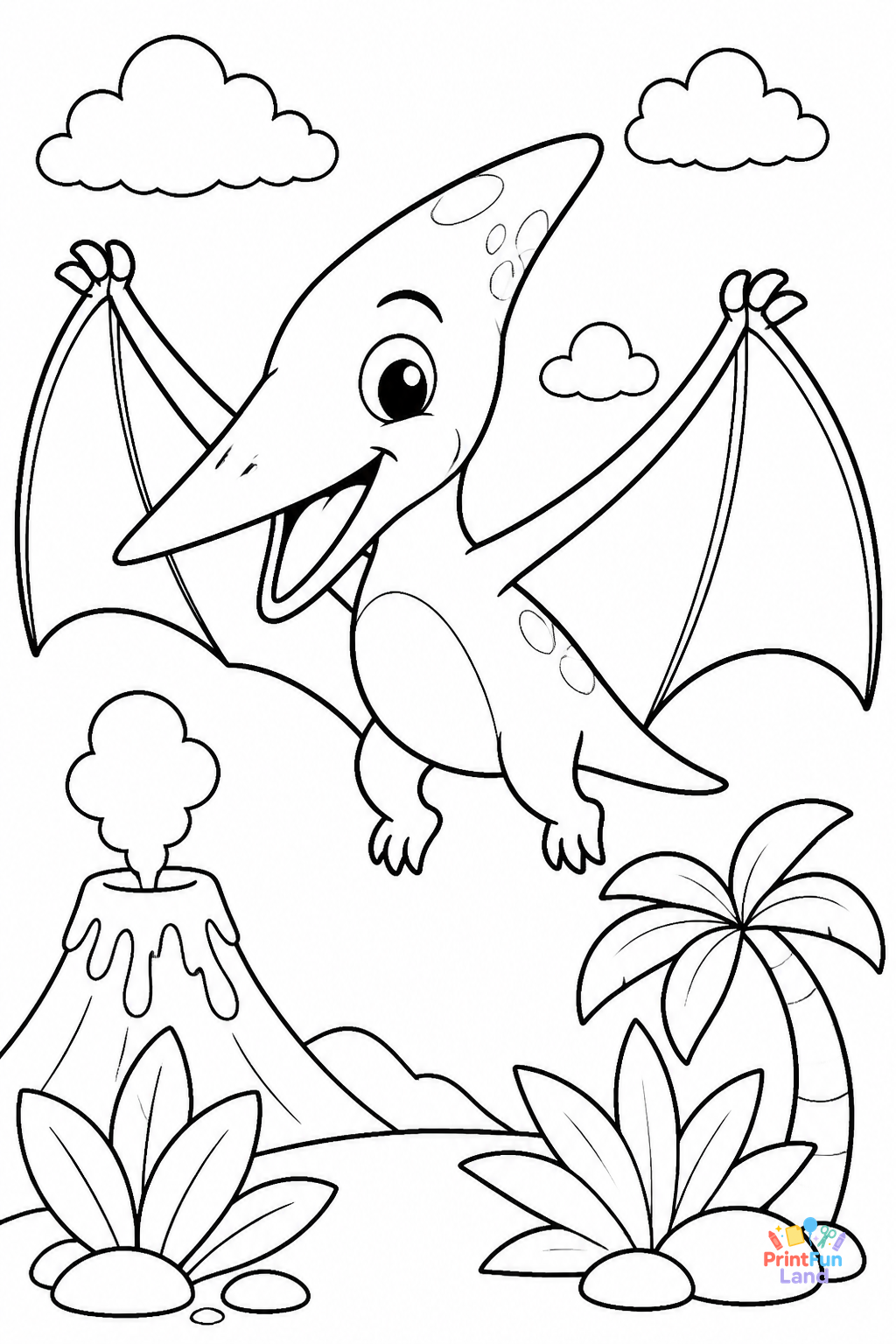 Pterodactyl Coloring Pages for Preschoolers printable page 7