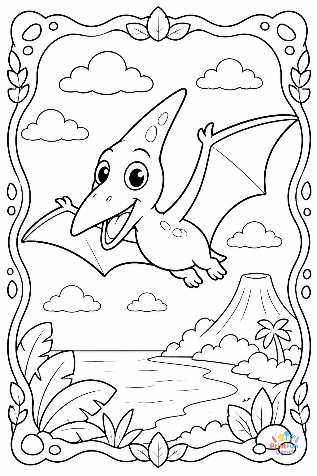 Pterodactyl Coloring Pages for Preschoolers printable page 2