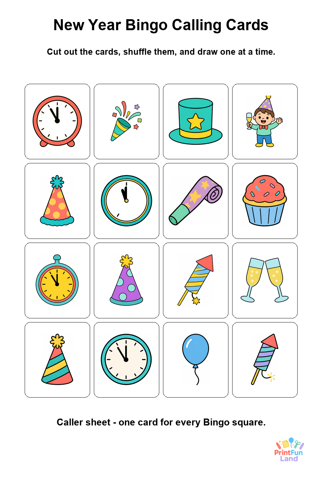 New Year Bingo for Preschoolers printable page 9