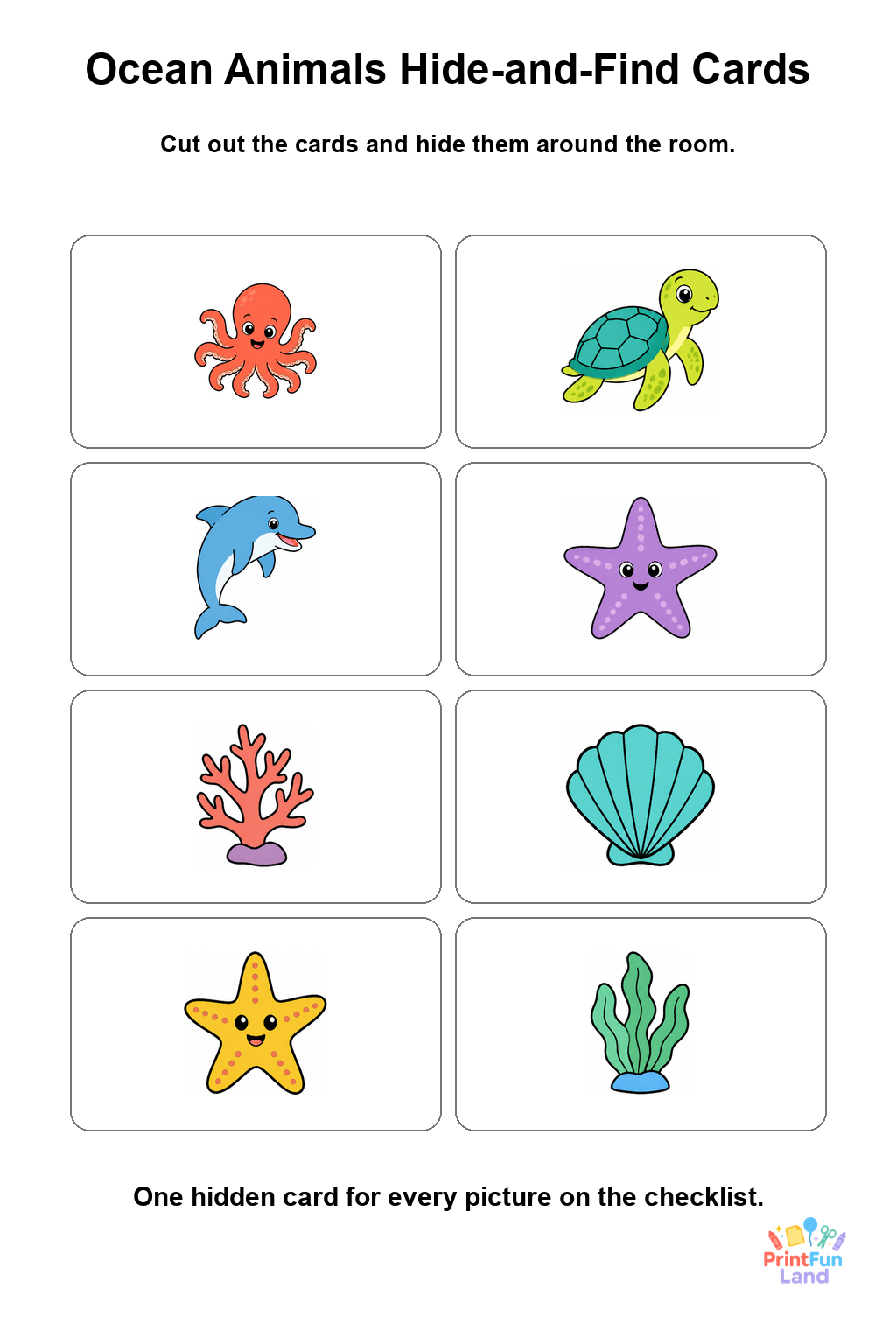 Ocean Animals Scavenger Hunt for Preschoolers printable page 2