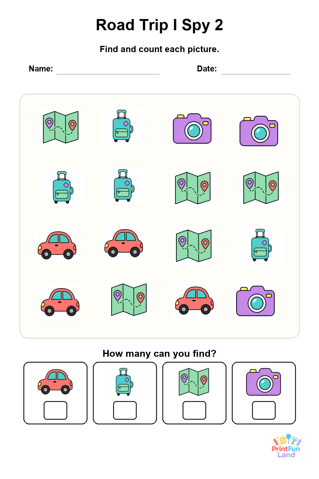 Road Trip I Spy for Preschoolers printable page 2
