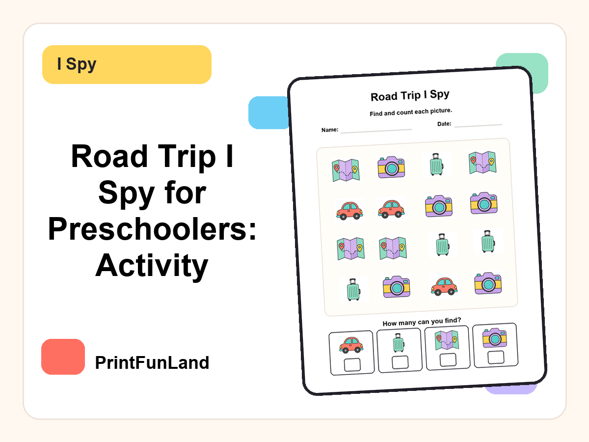 Road Trip I Spy for Preschoolers printable preview