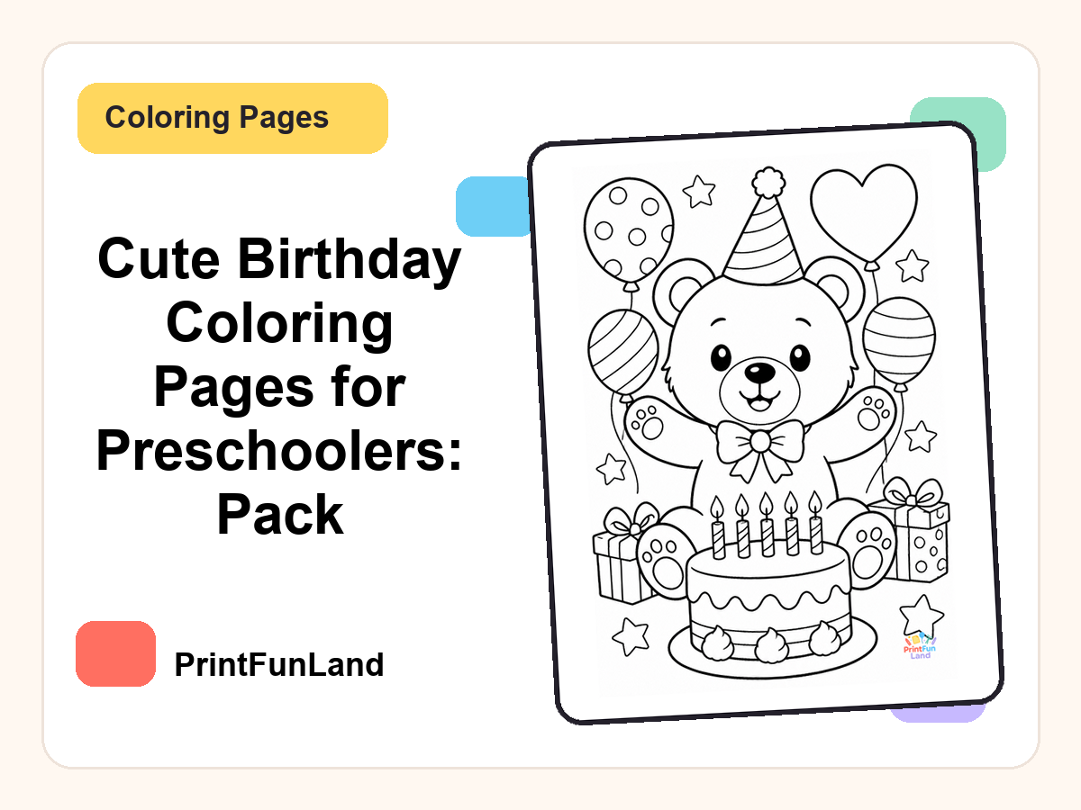 Birthday Coloring Pages for Preschoolers printable preview