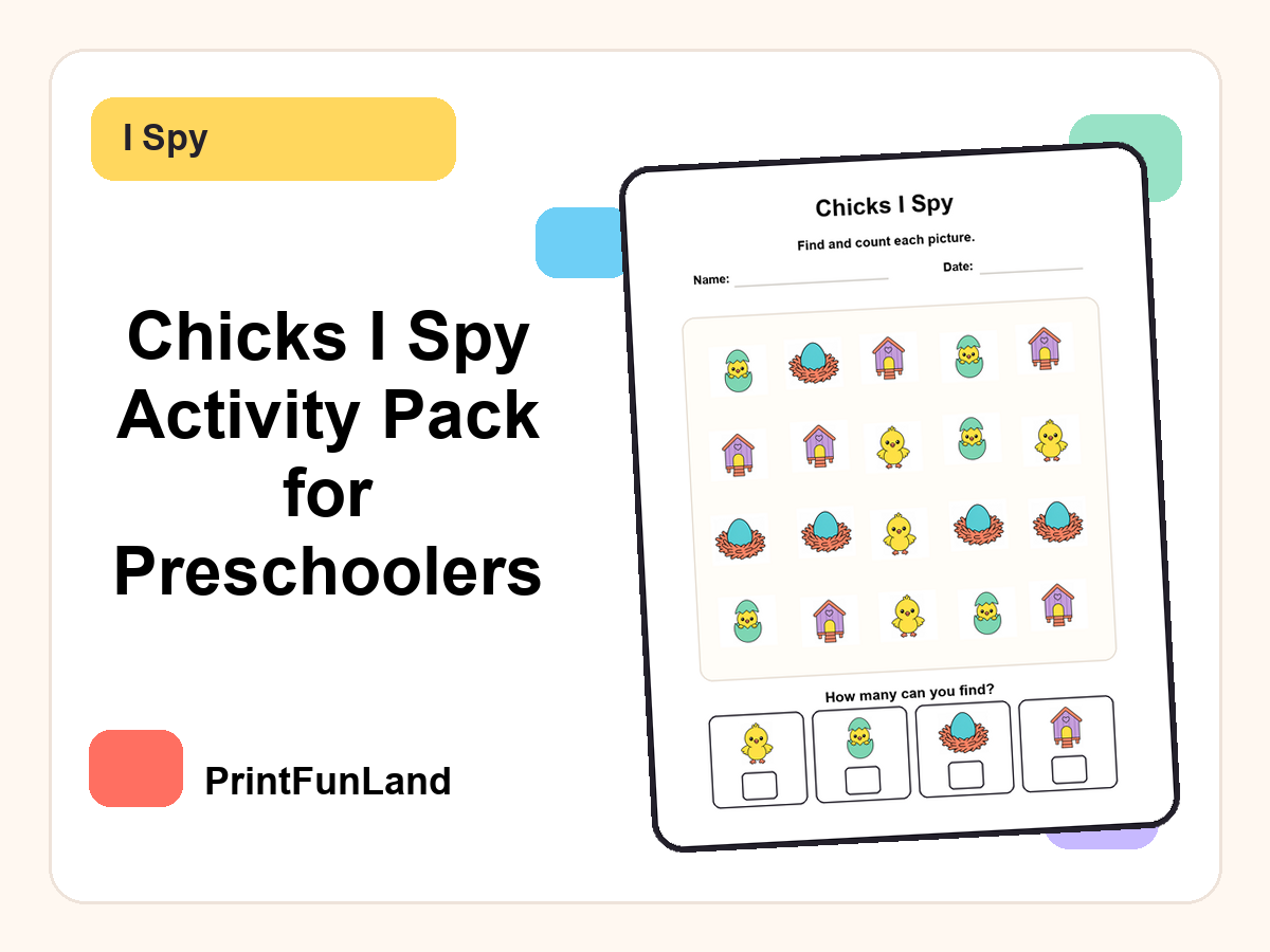 Chicks I Spy for Preschoolers printable preview