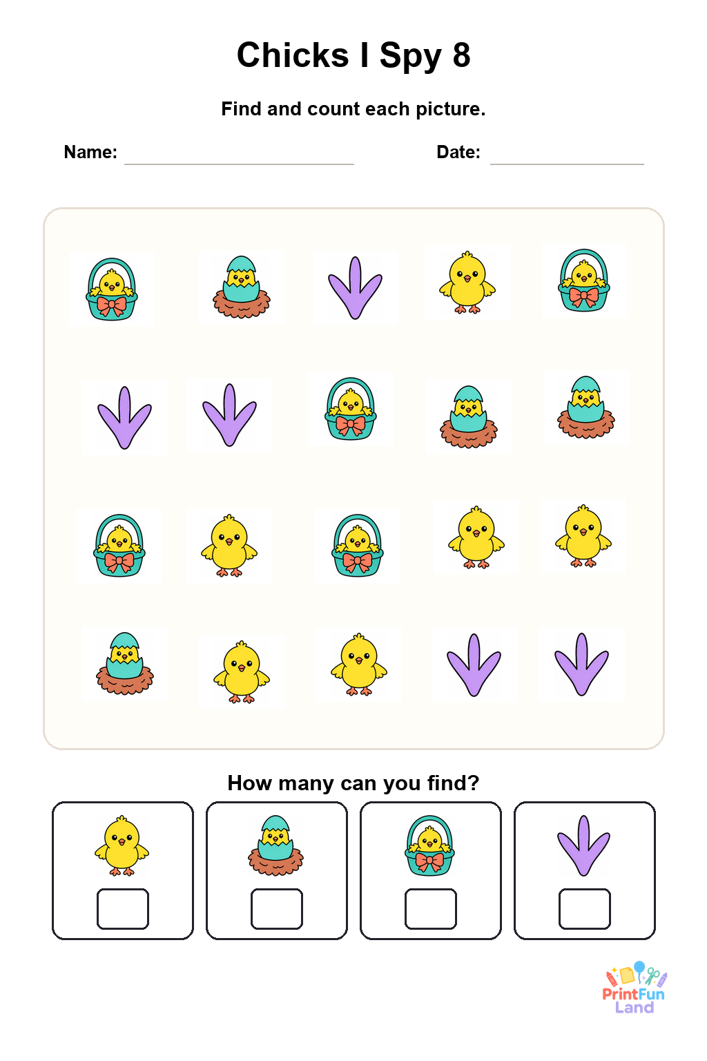 Chicks I Spy for Preschoolers printable page 8